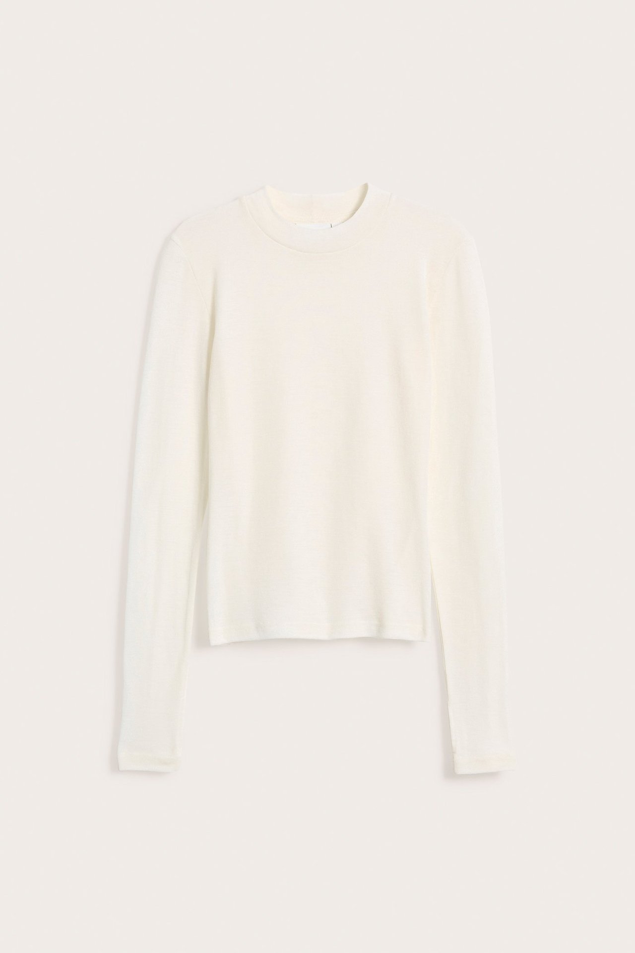 Langermet topp i merinoull - Offwhite - 2