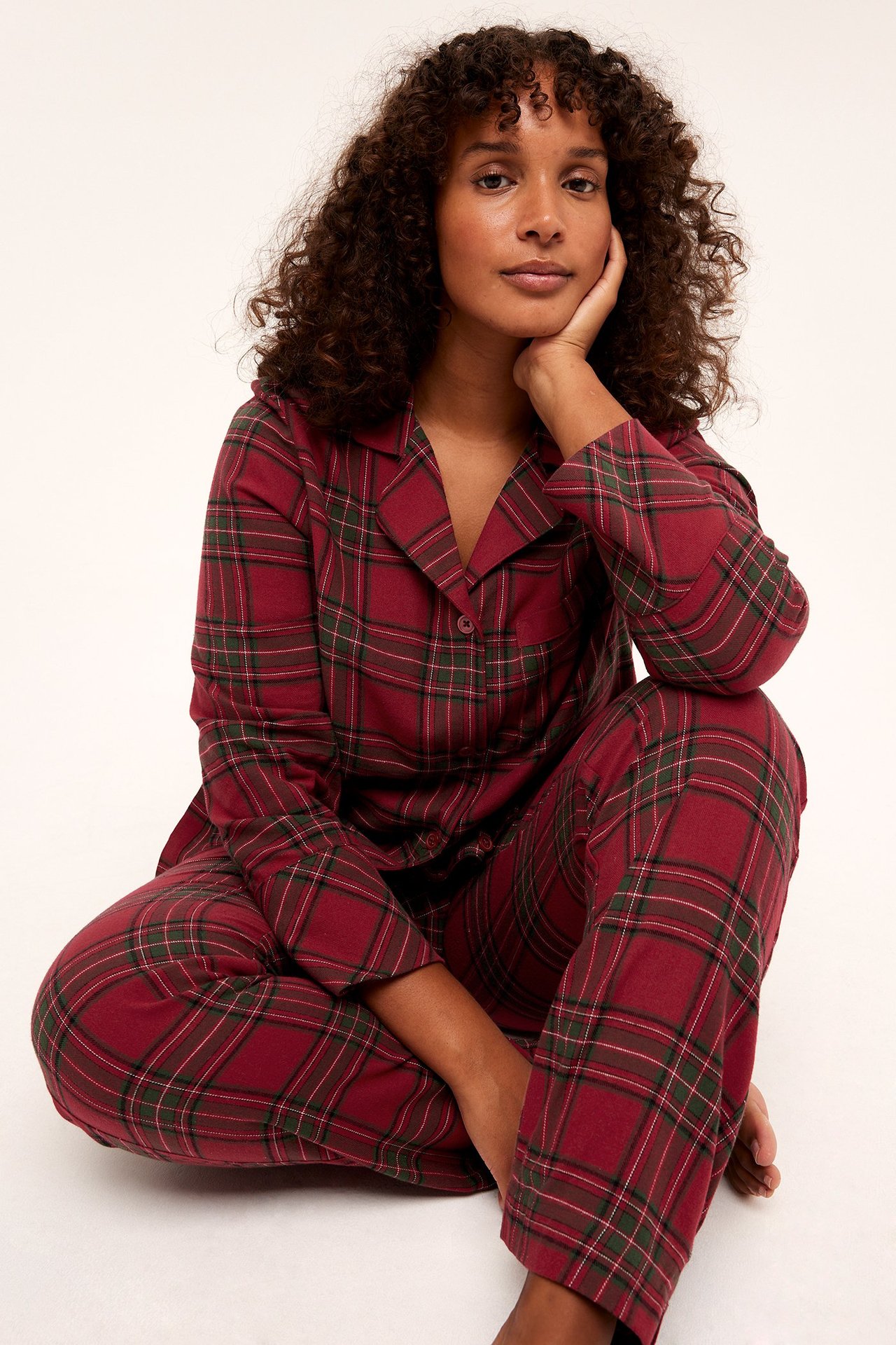 Flanellpyjamas - Röd - 168cm / Storlek: M - 1