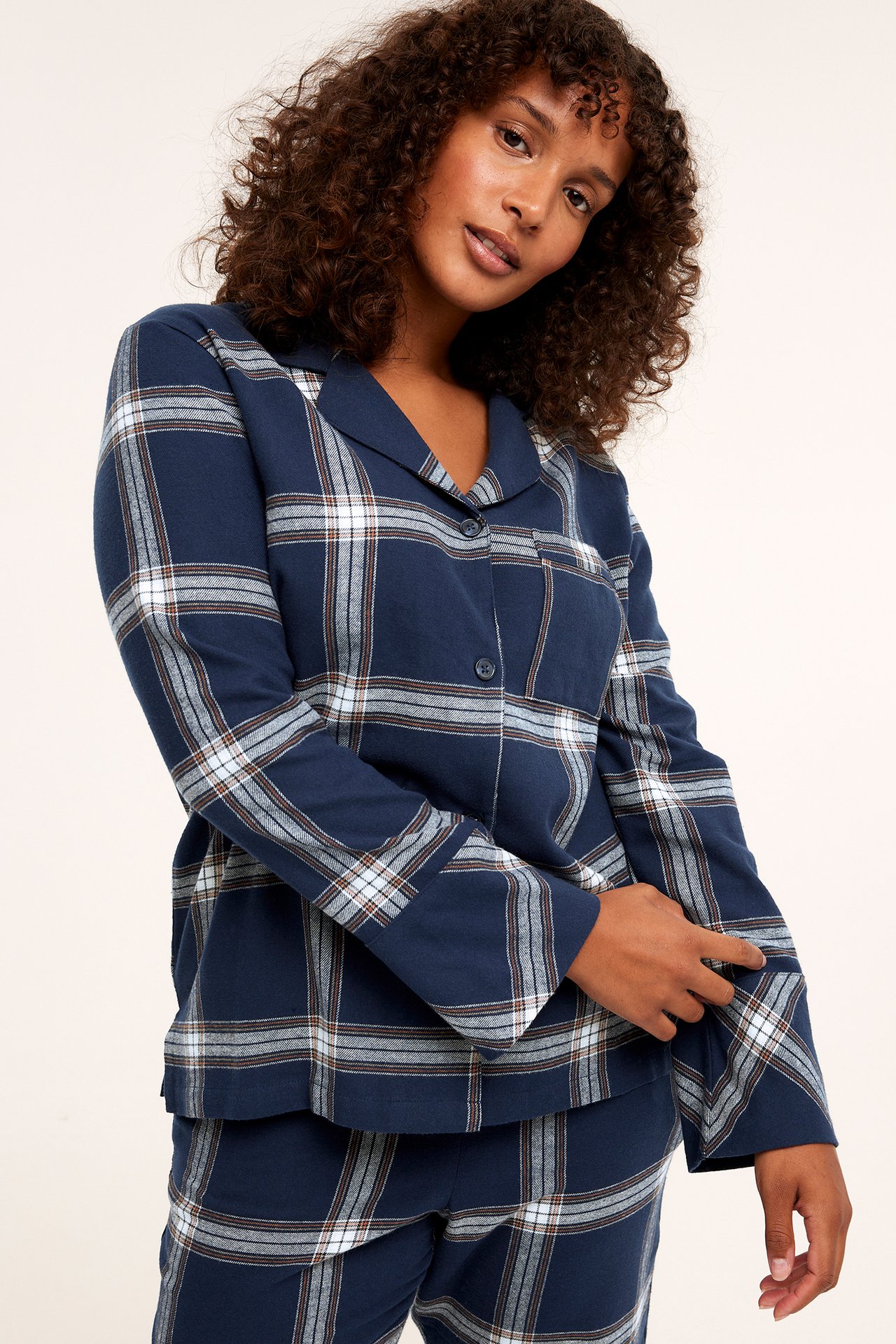 Flanellpyjamas - Mörkblå - 168cm / Storlek: M - 2