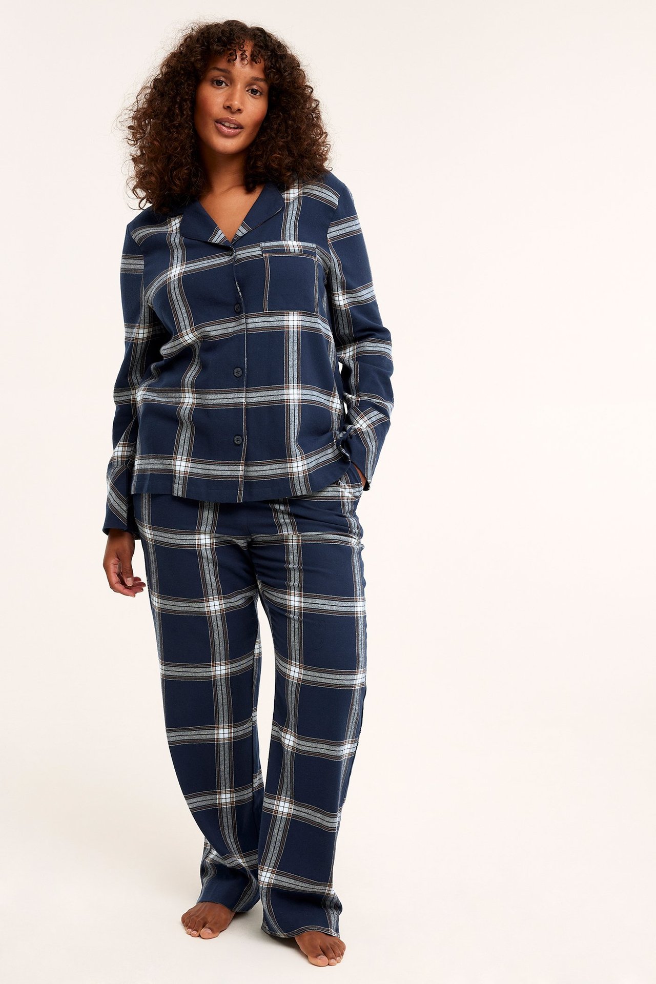 Flanellpyjamas - Mörkblå - 168cm / Storlek: M - 1