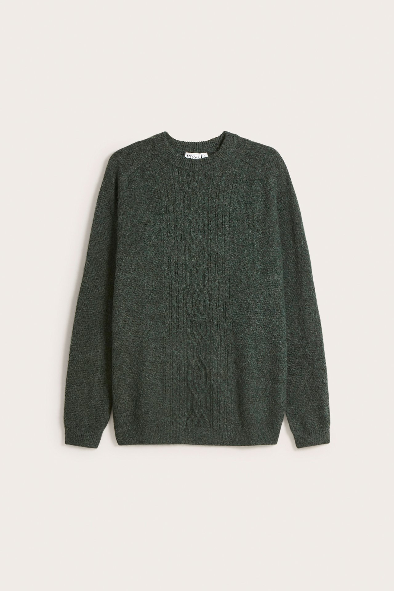 Sweter z dzianiny w warkocze - Zielony - 6