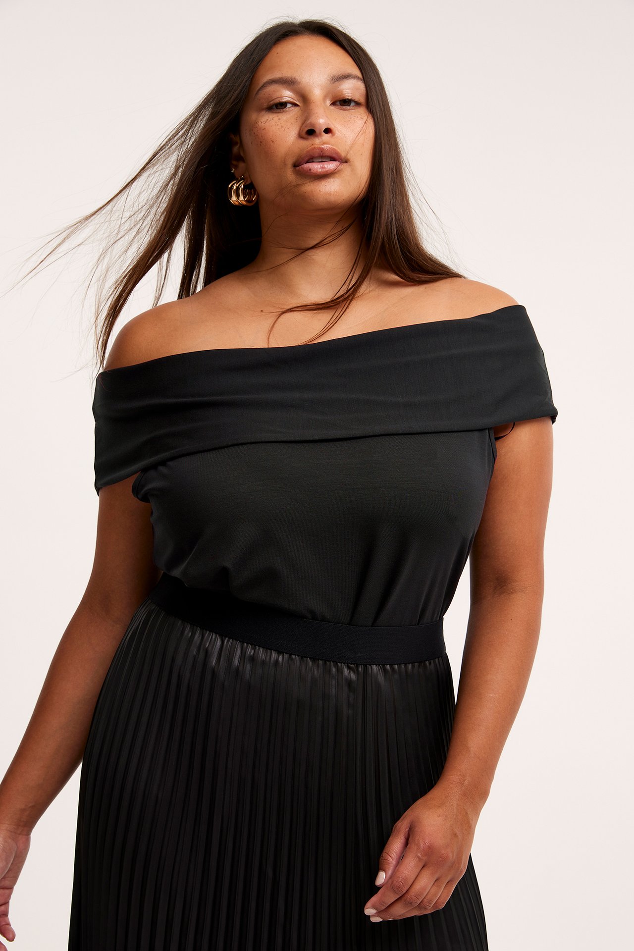 Off shoulder-topp - Svart - 3