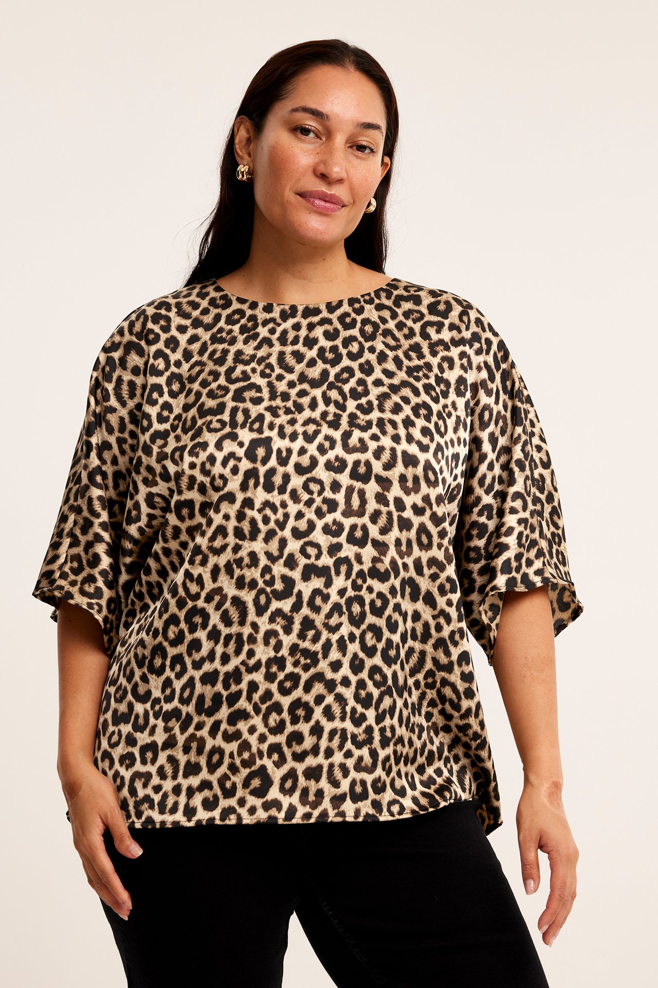 Leopardblus - Beige - 173cm / Storlek: XL - 2