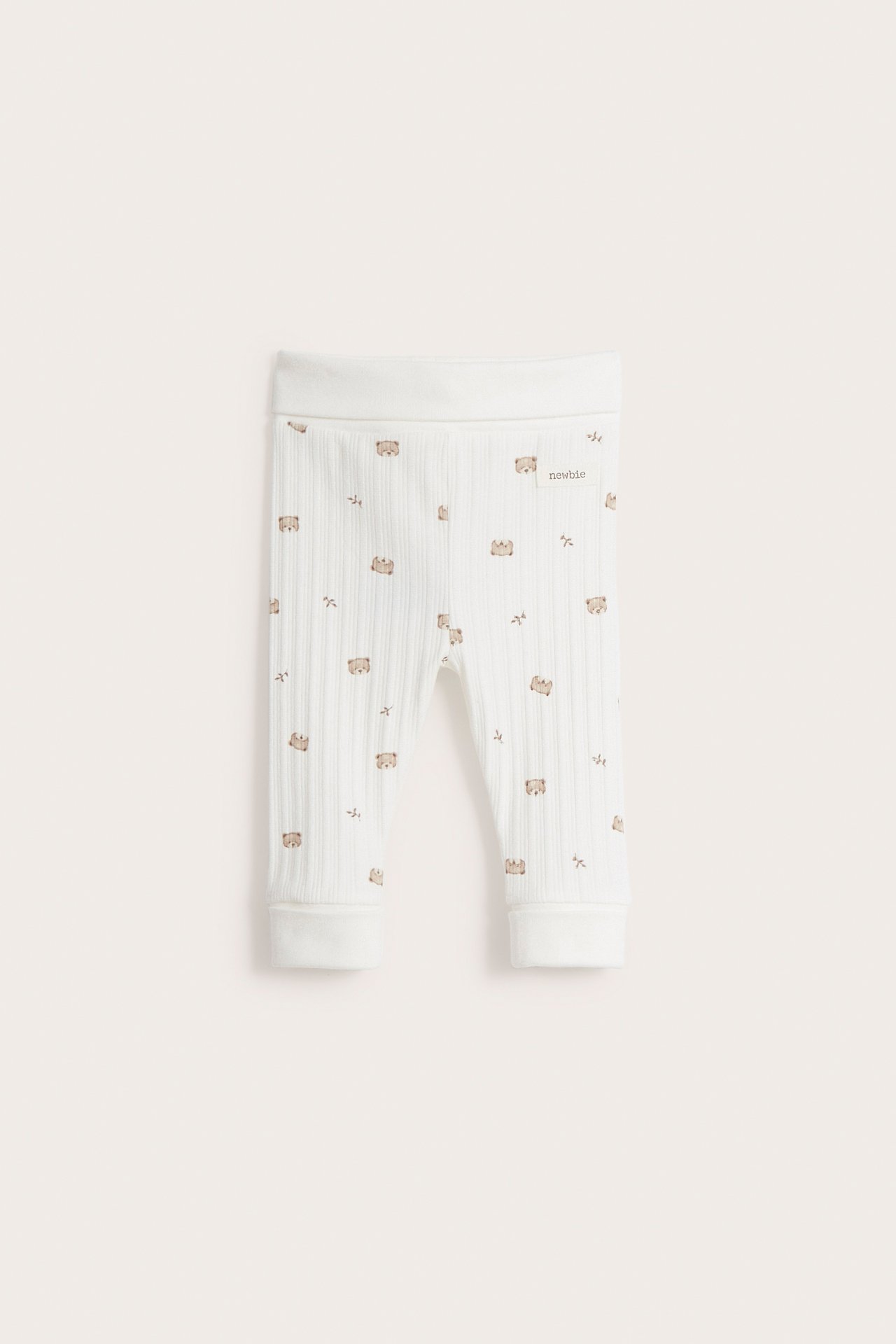 Legginsy we wzory, z trykotu, dla niemowląt - Offwhite - 1