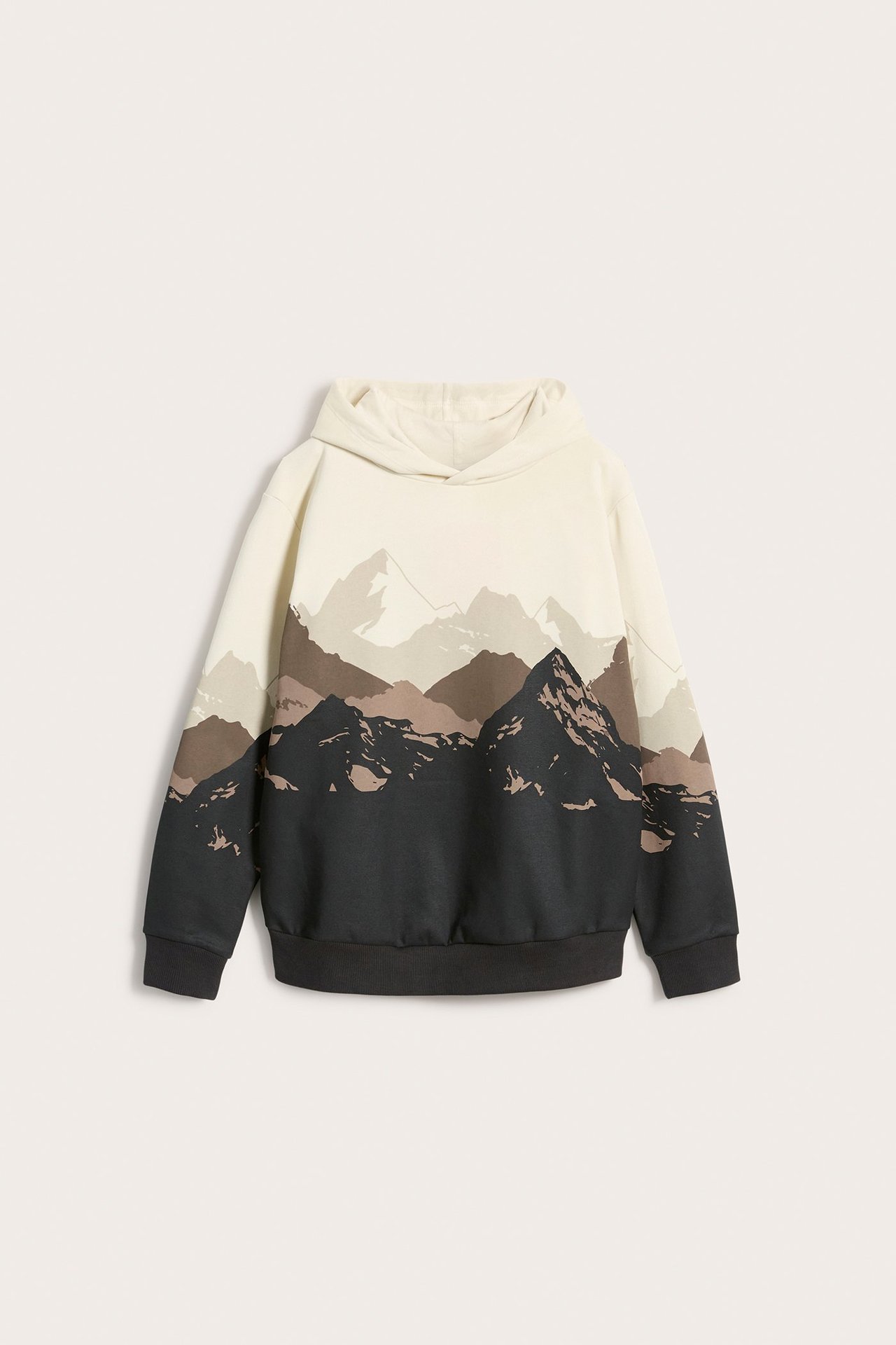 Mönstrad hoodie - Ljusbeige - 4