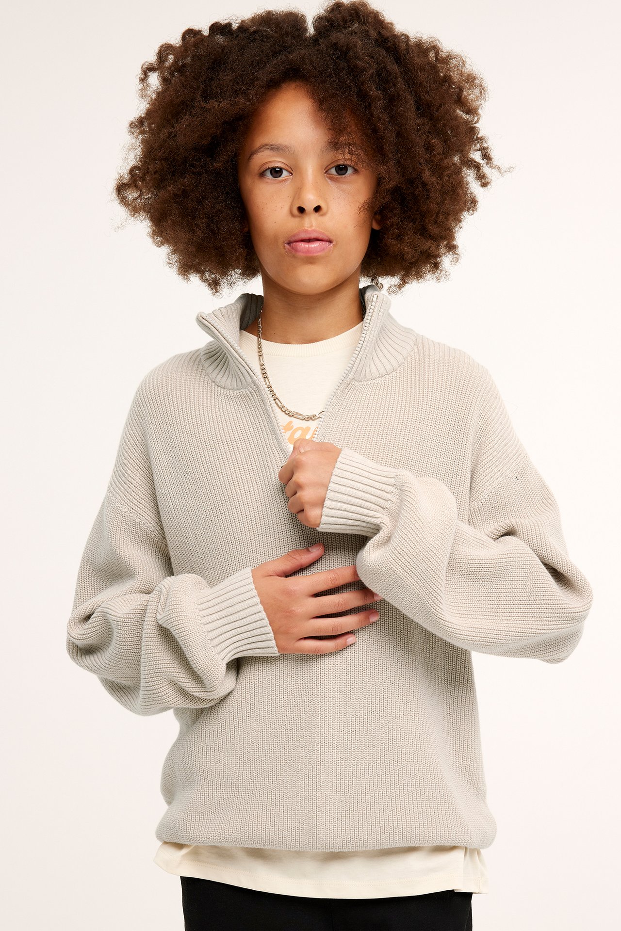 Half-zip-pusero - Beige - 3