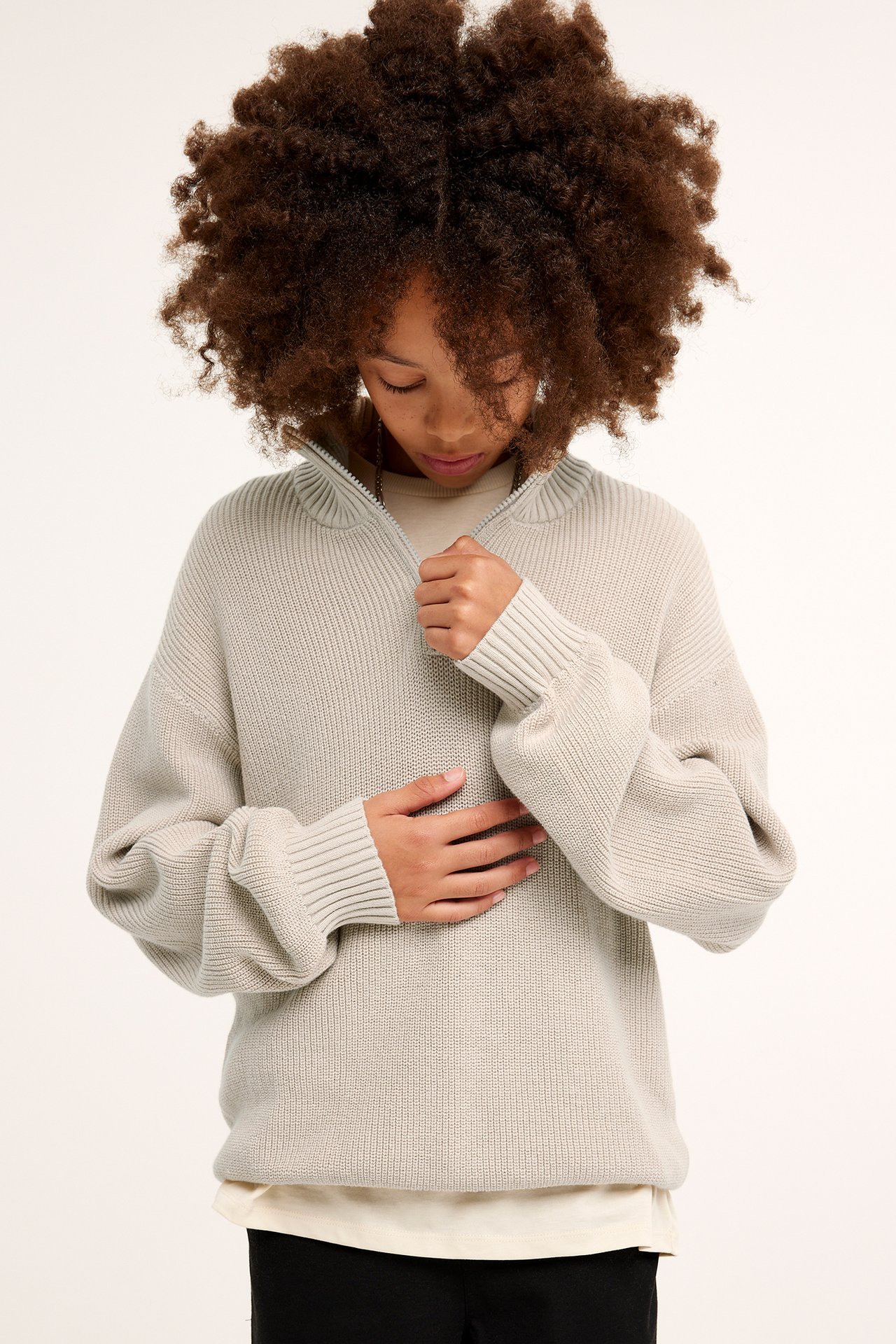 Half-zip-pusero - Beige - 4
