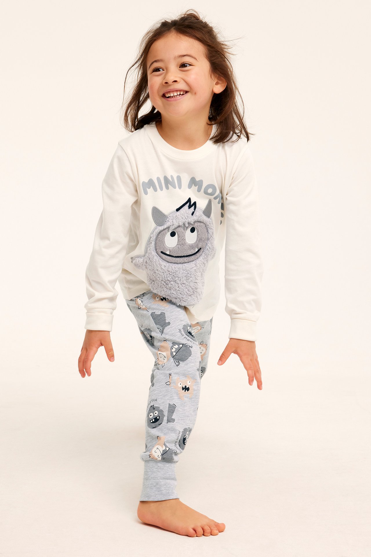 Pyjamas Mini Monster - Gråmelerad - 2