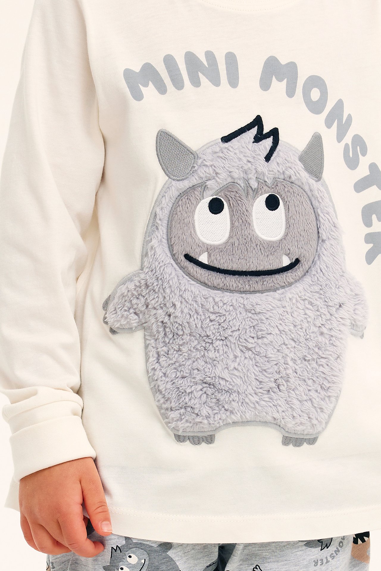 Pyjamas Mini Monster - Gråmelerad - 3