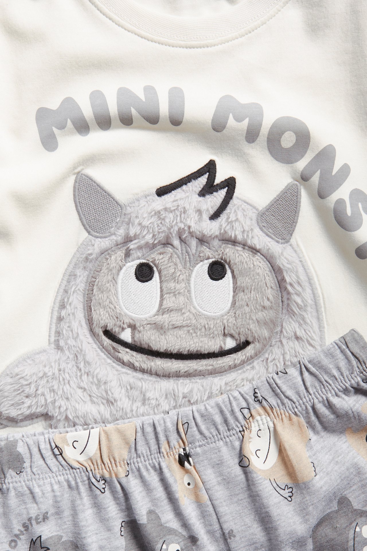Pyjamas Mini Monster - Gråmelerad - 7