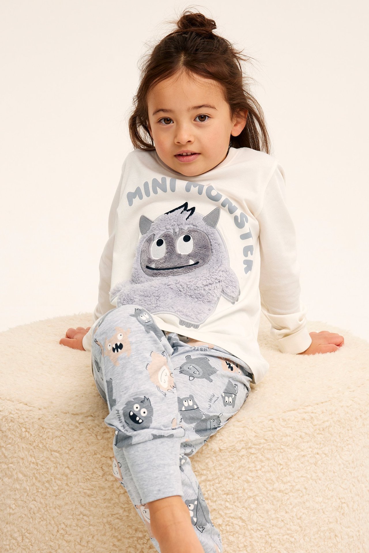 Mini Monster -pyjama - Meleerattu harmaa - 1