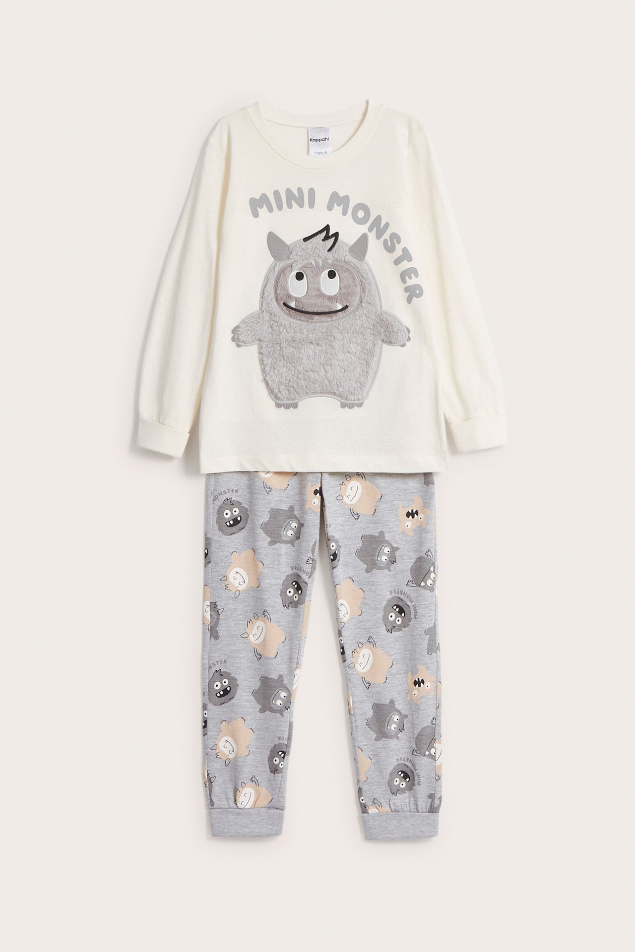 Pyjamas Mini Monster - Gråmelerad - 8