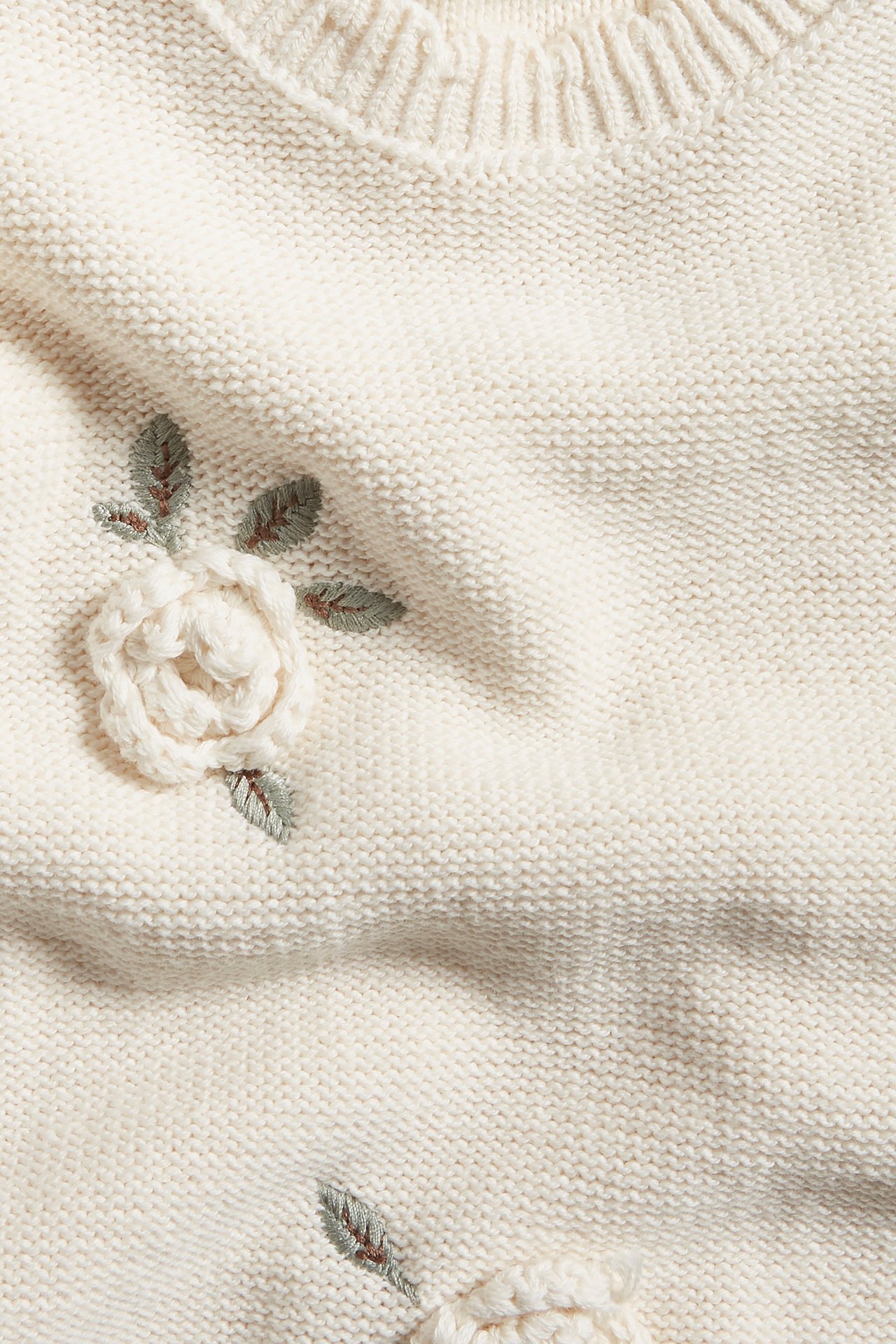 Tröja med blommor - Offwhite - 4