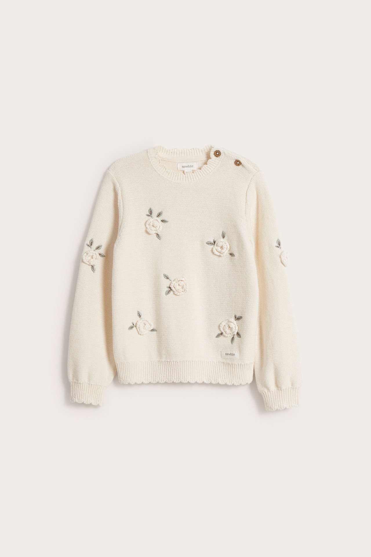 Tröja med blommor - Offwhite - 5