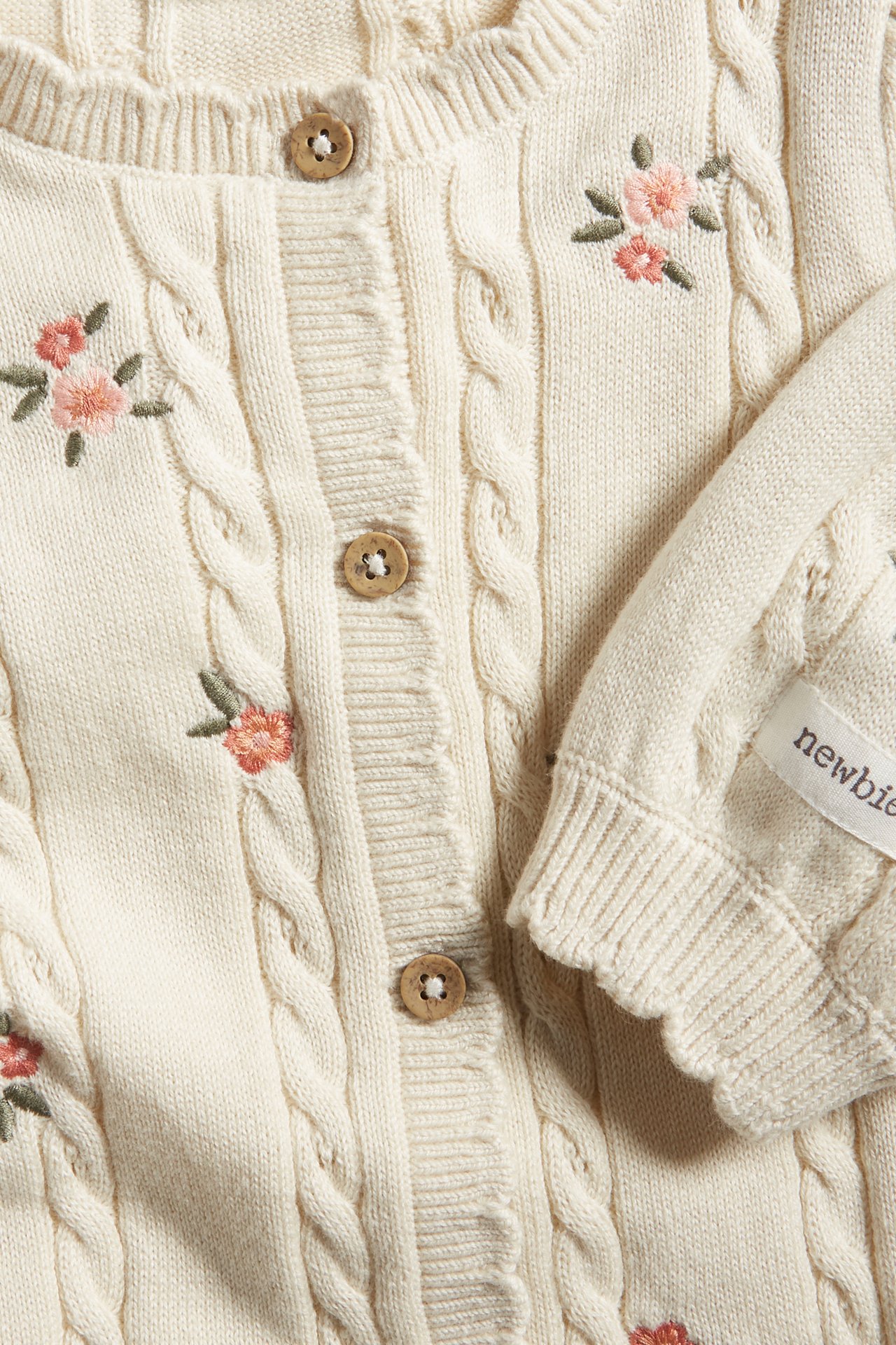 Jumpsuit med blommigt brodyr - Ljusbeige - 1