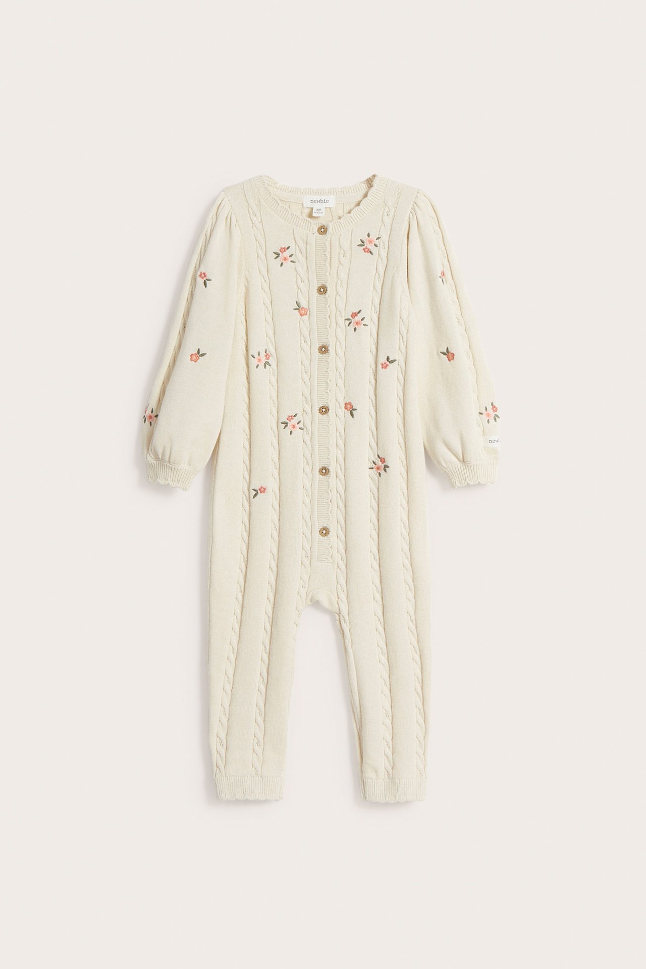 Jumpsuit med blommigt brodyr - Ljusbeige - 2