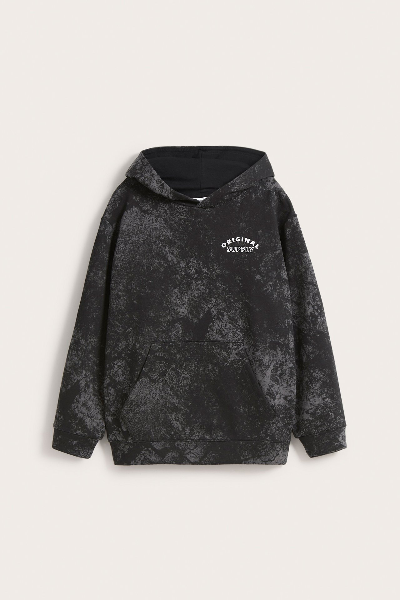 Mönstrad hoodie - Svart - 6