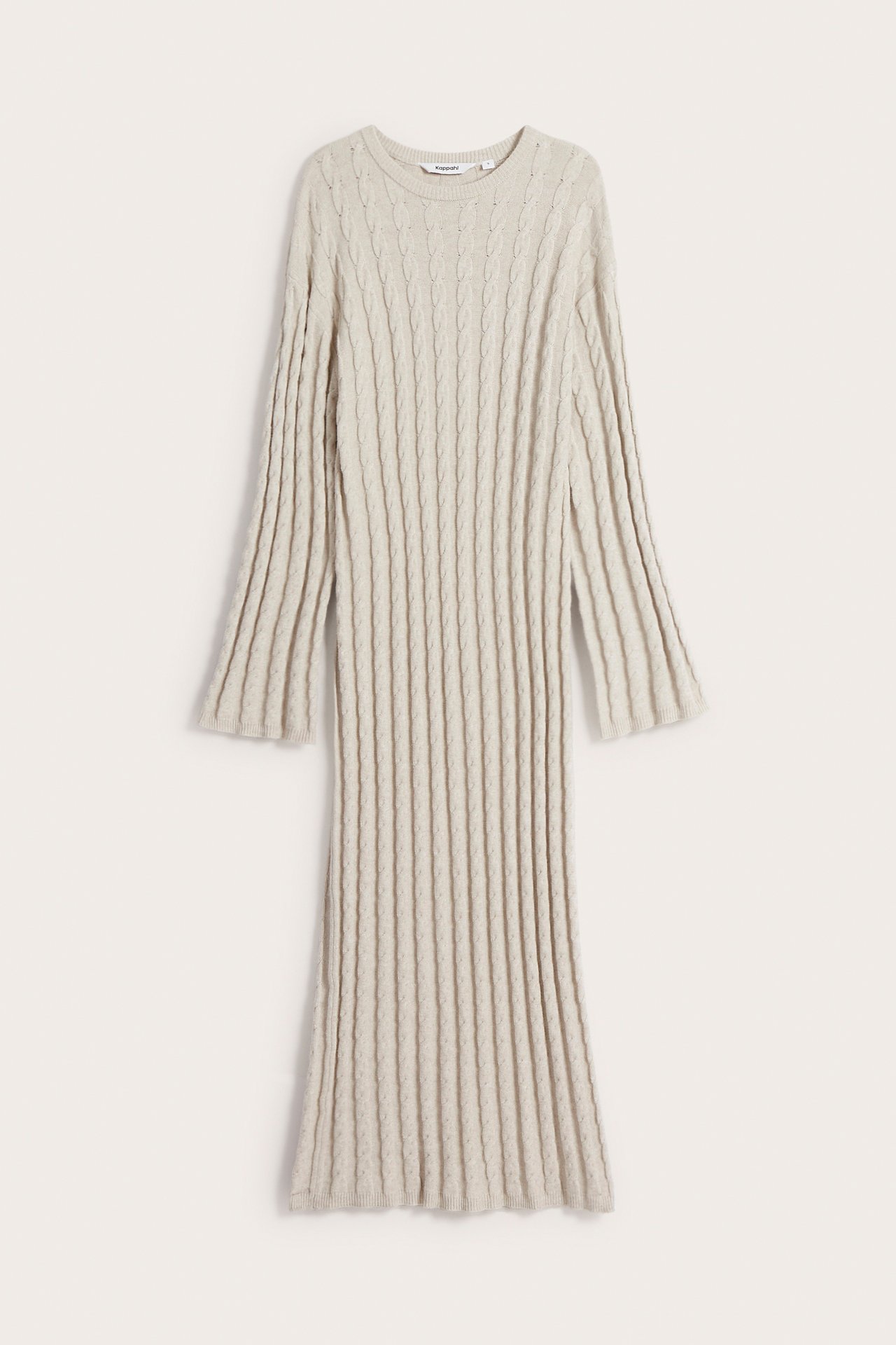 Kuvioneulottu mekko - Meleerattu beige - 5
