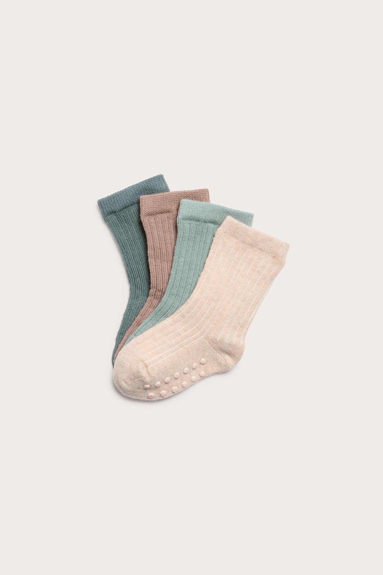 Ribbade strumpor 4-pack baby - Kakigrön - 1