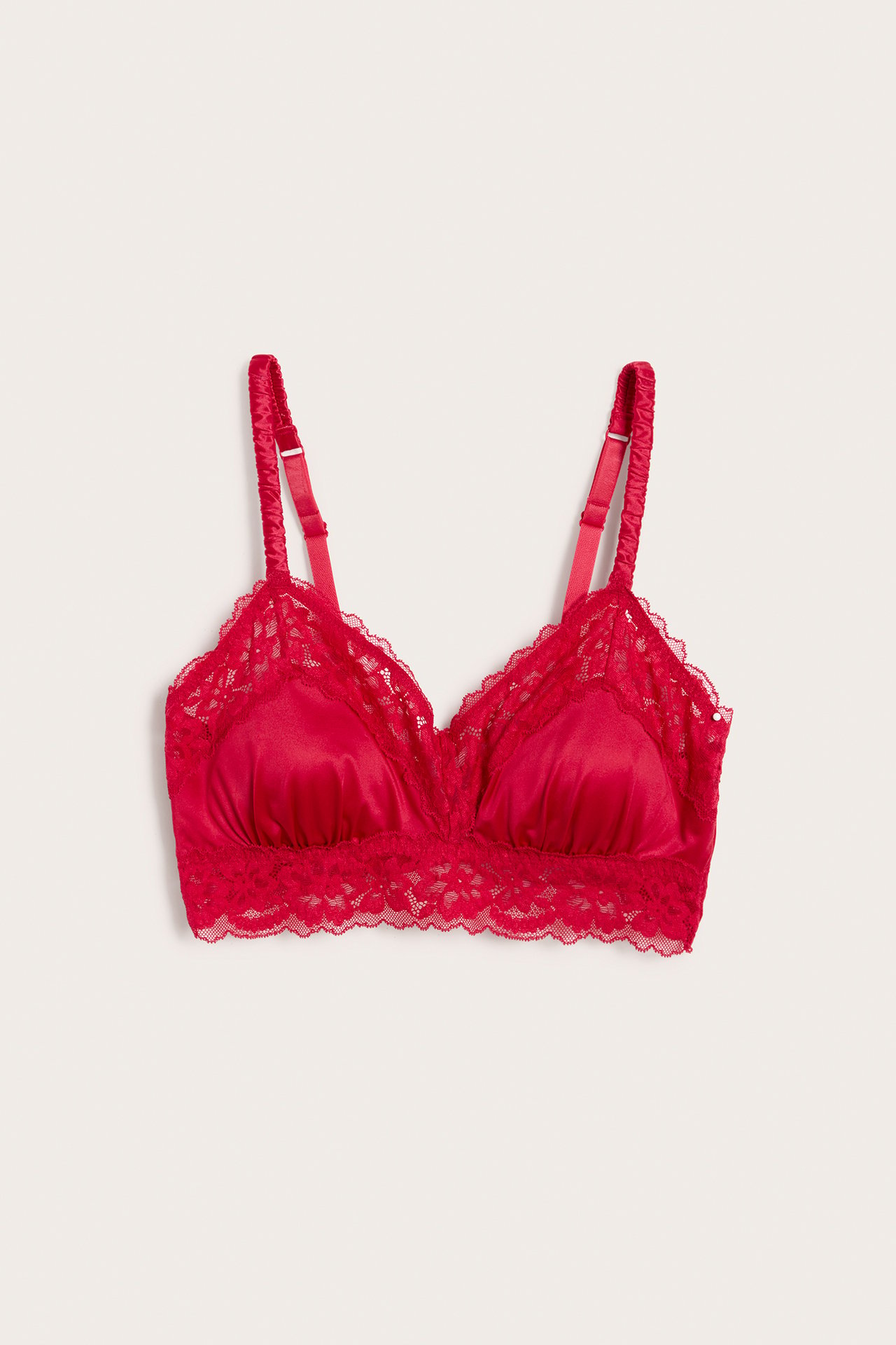 Bralette i sateng - Rød - 5