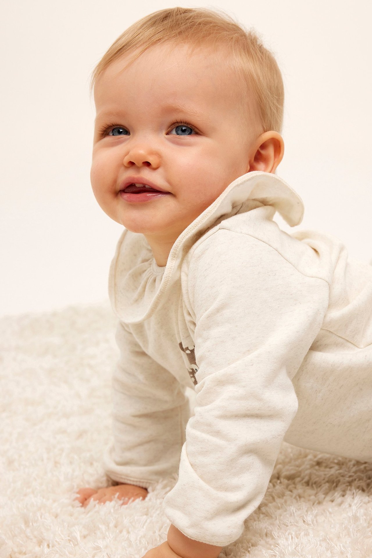 Sweatshirt med volangkrage baby - Melerad beige - 2