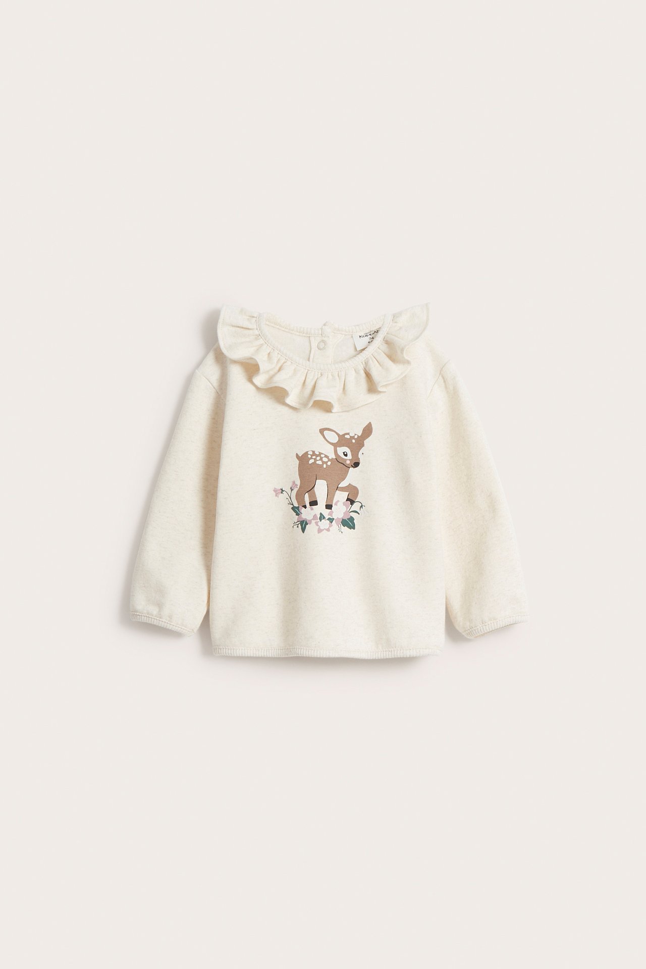 Sweatshirt med volangkrage baby - Melerad beige - 6