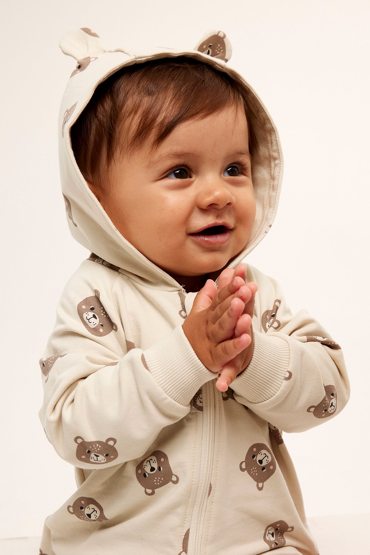 Mönstrad overall baby - Ljusbeige - 1