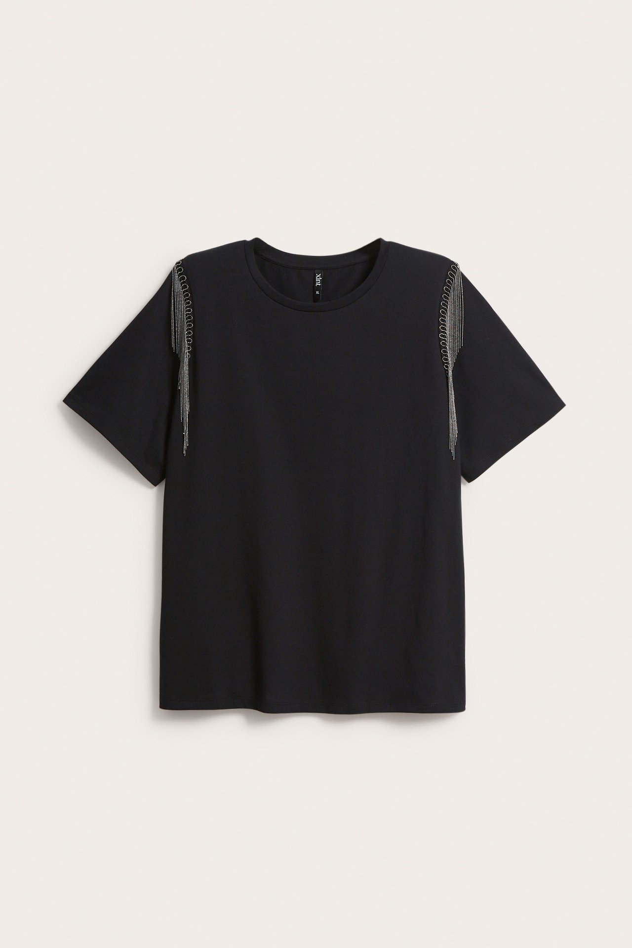 T-shirt med metallfransar - Svart - 5