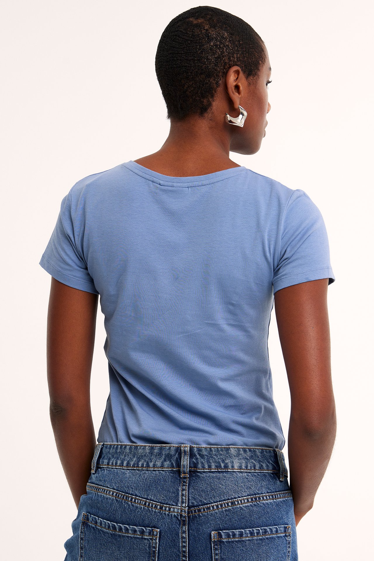 Koszulka basic z krótkim rękawem - Niebieski - 2