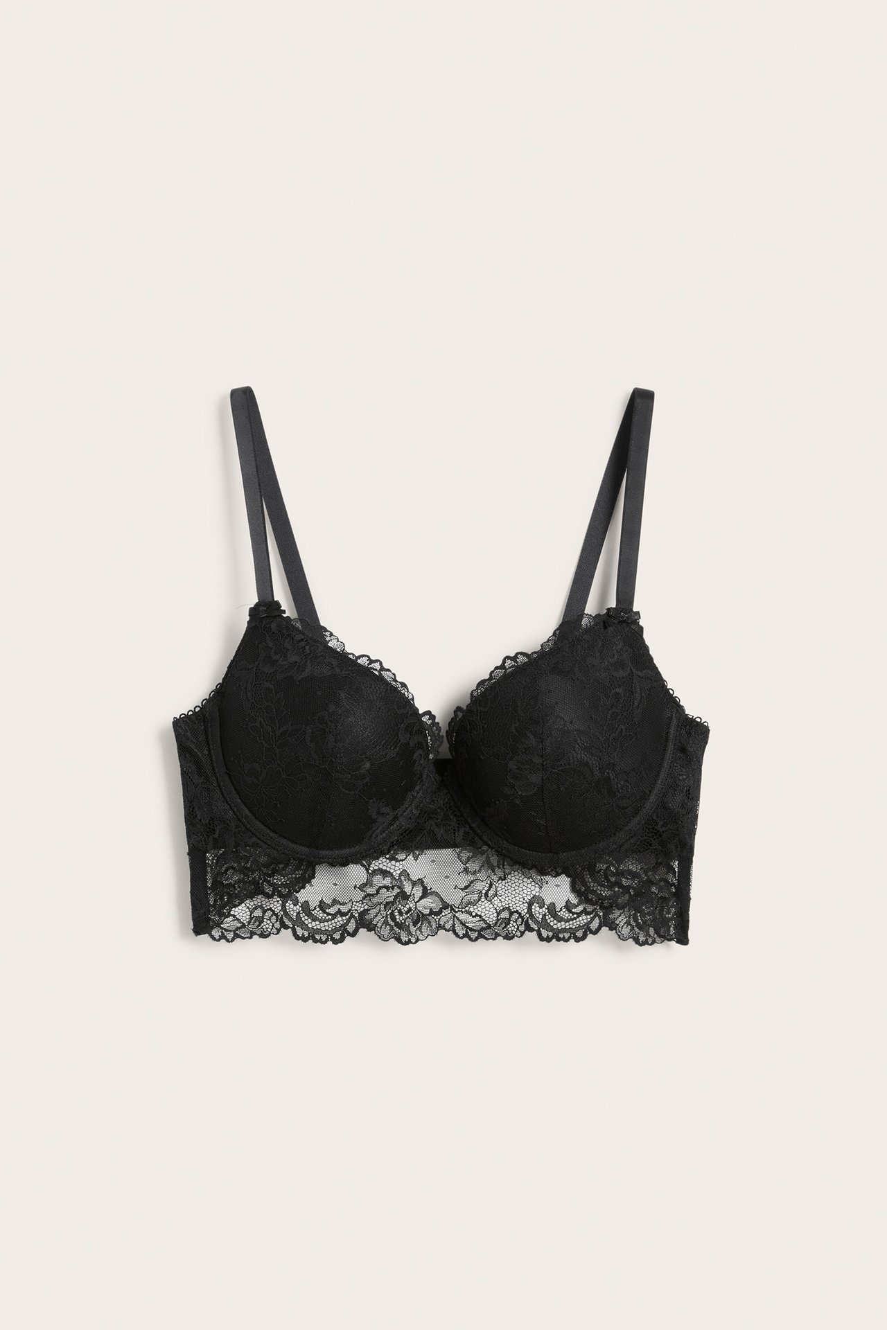 Push-up-BH med blonder - Svart - 6