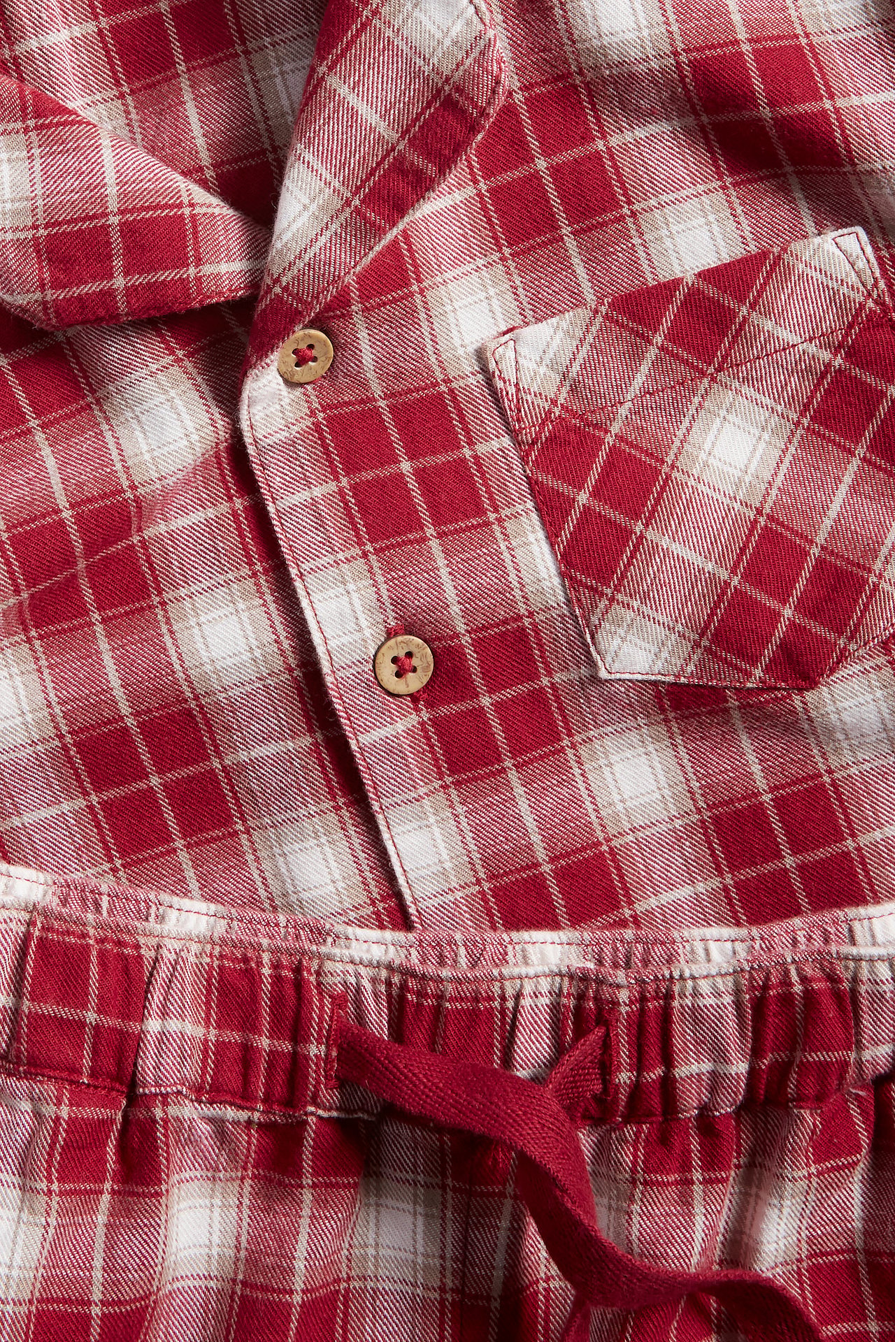 Rutig flanellpyjamas - Röd - 3