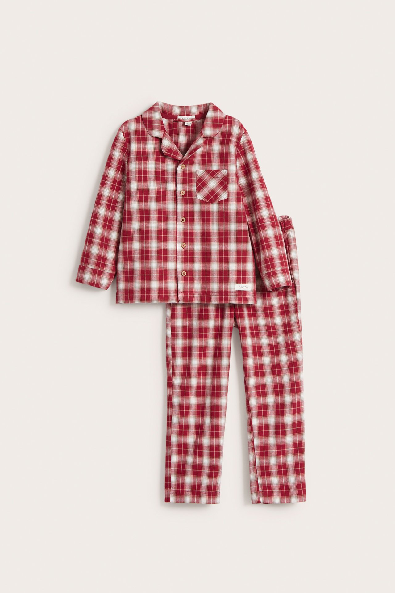 Rutig flanellpyjamas - Röd - 4