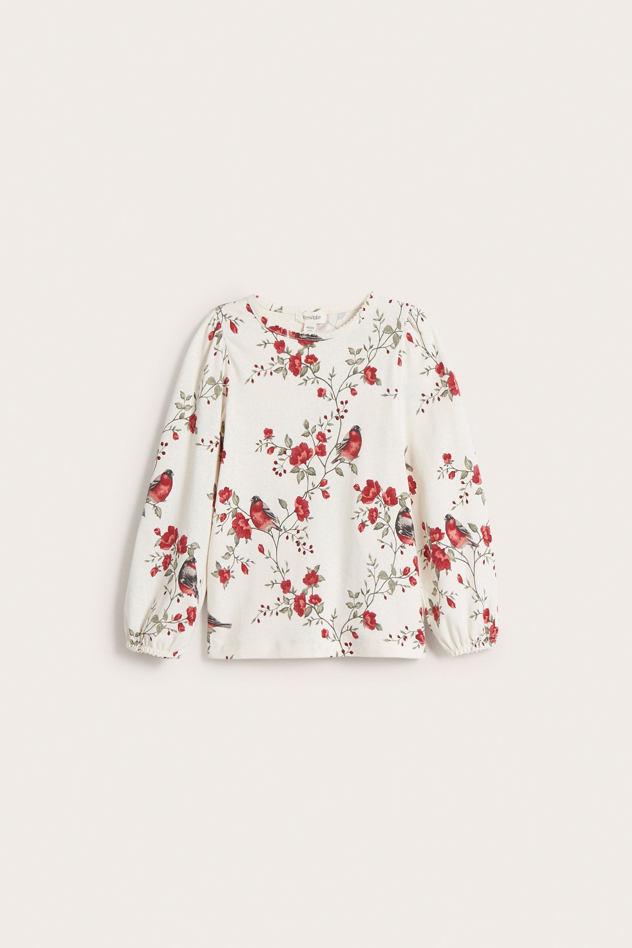 Langermet blomstrete topp - Offwhite - 4