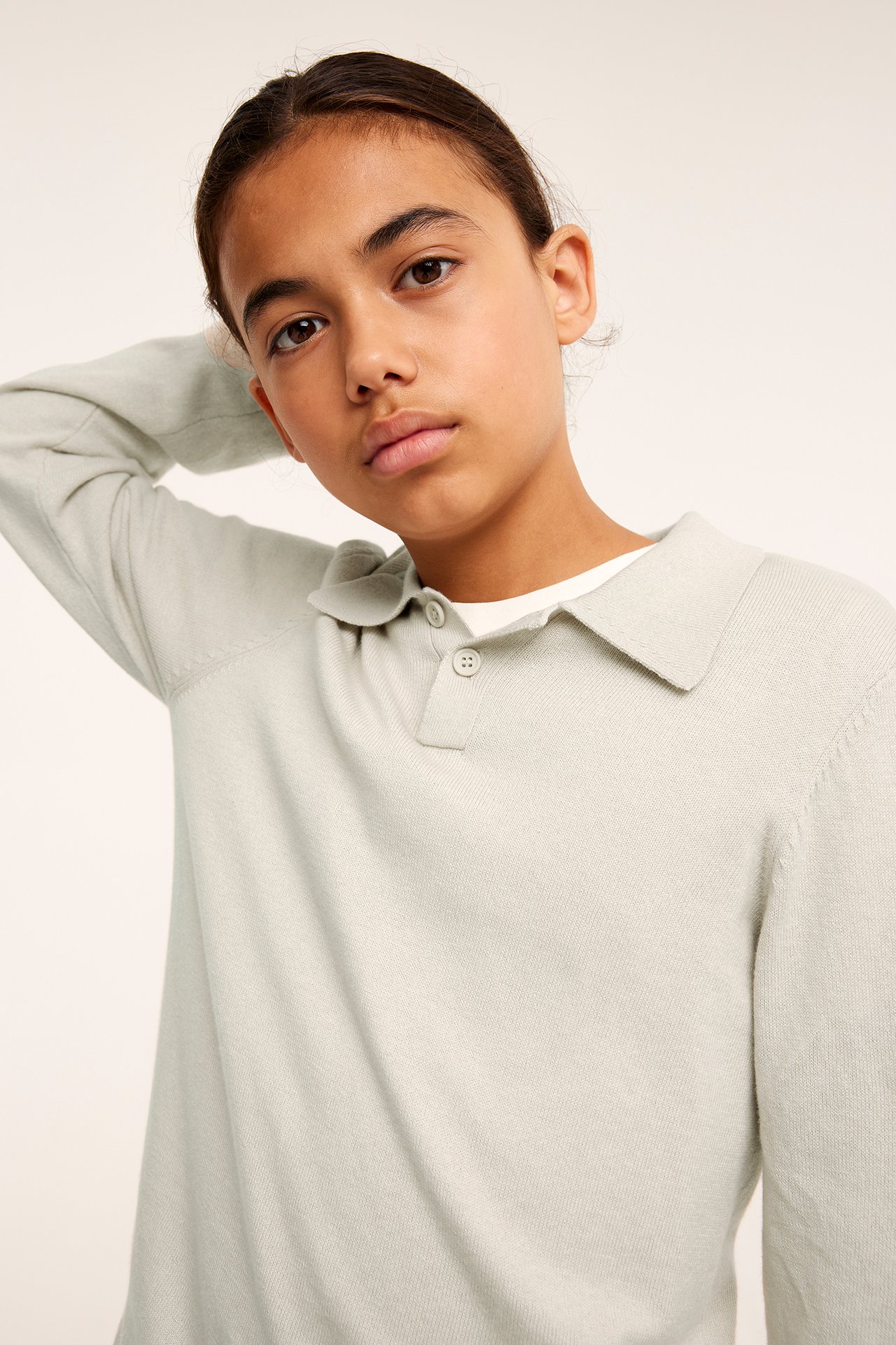 Bluza polo z długimi rękawami - Beżowy - 1