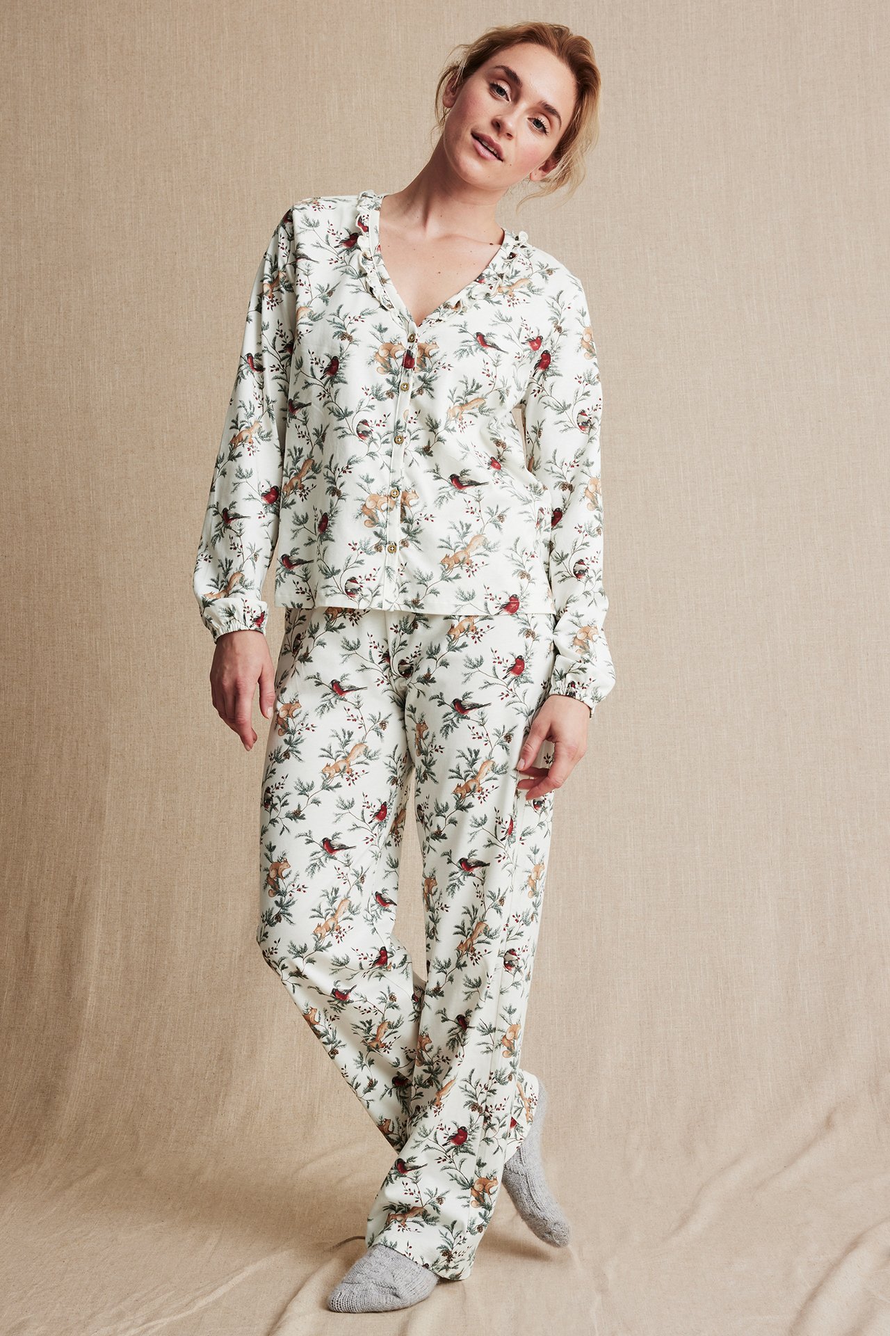 Newbie Woman -malliston jouluaiheinen pyjama - Luonnonvalkoinen - 170cm / Storlek: S - 3