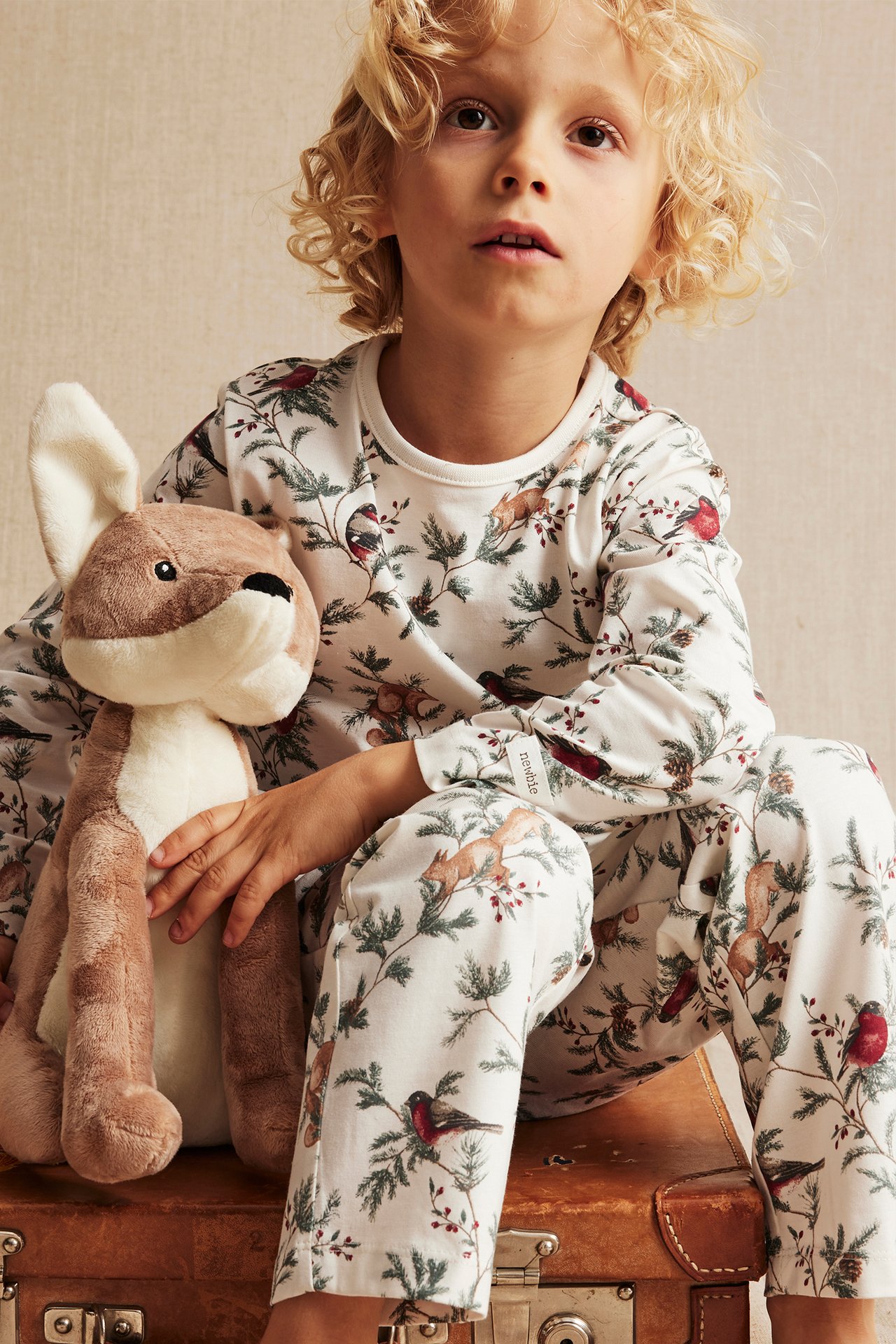 Julemønstret pyjamas - Offwhite - 1
