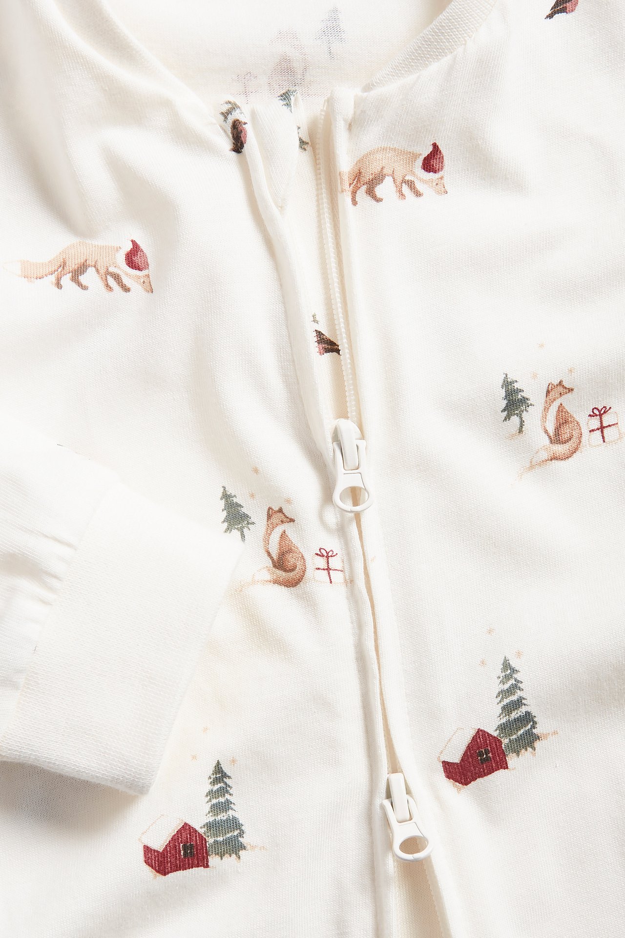 Mönstrad långärmad pyjamas - Offwhite - 1