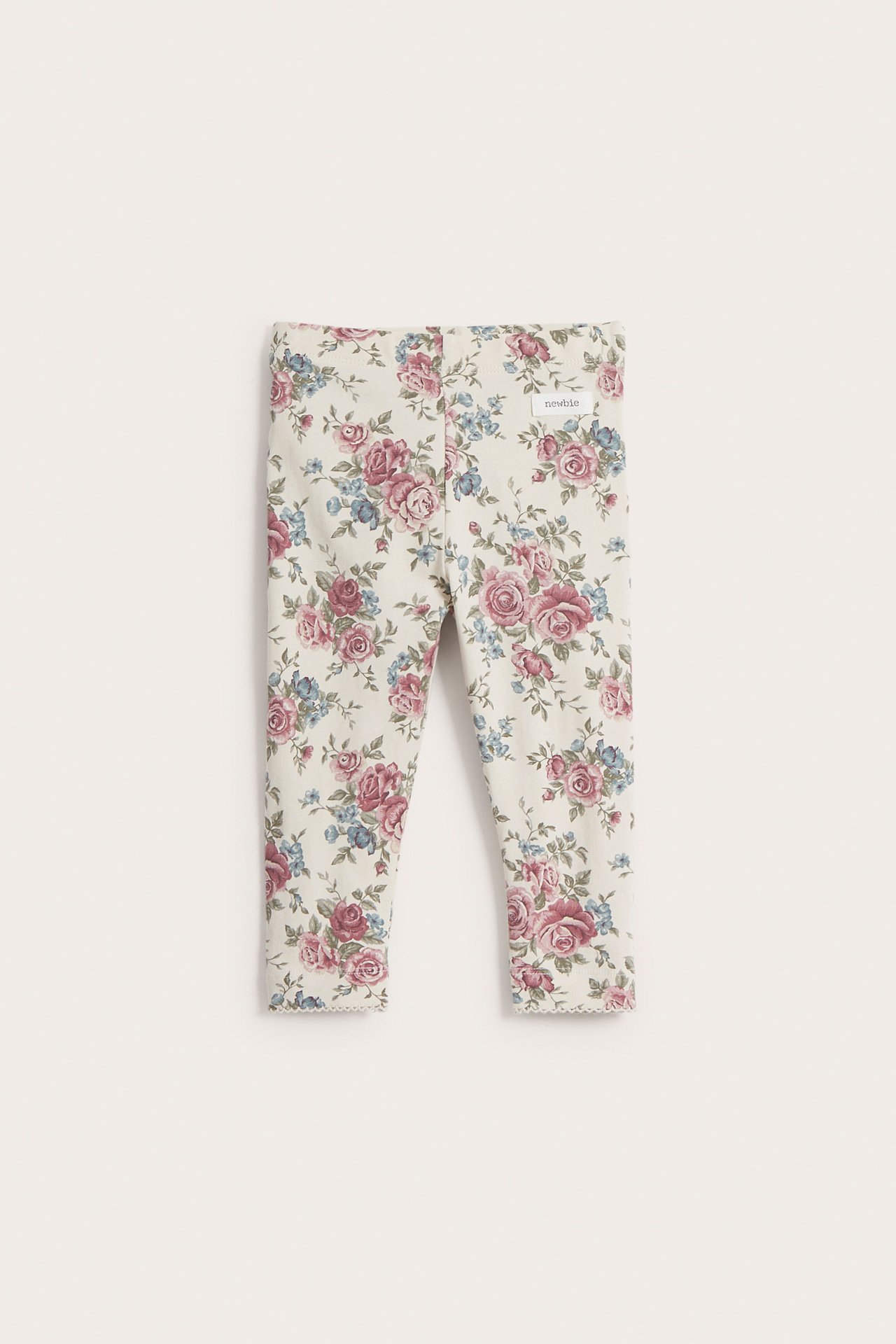 Blommiga leggings med volang baby - Ljusbeige - 3