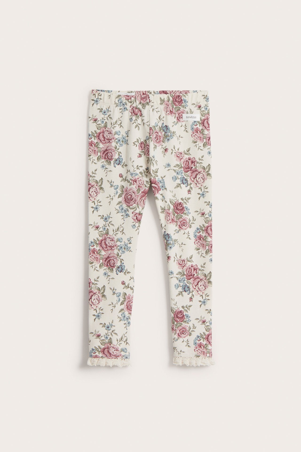 Blomstrete leggings - Lys beige - 1