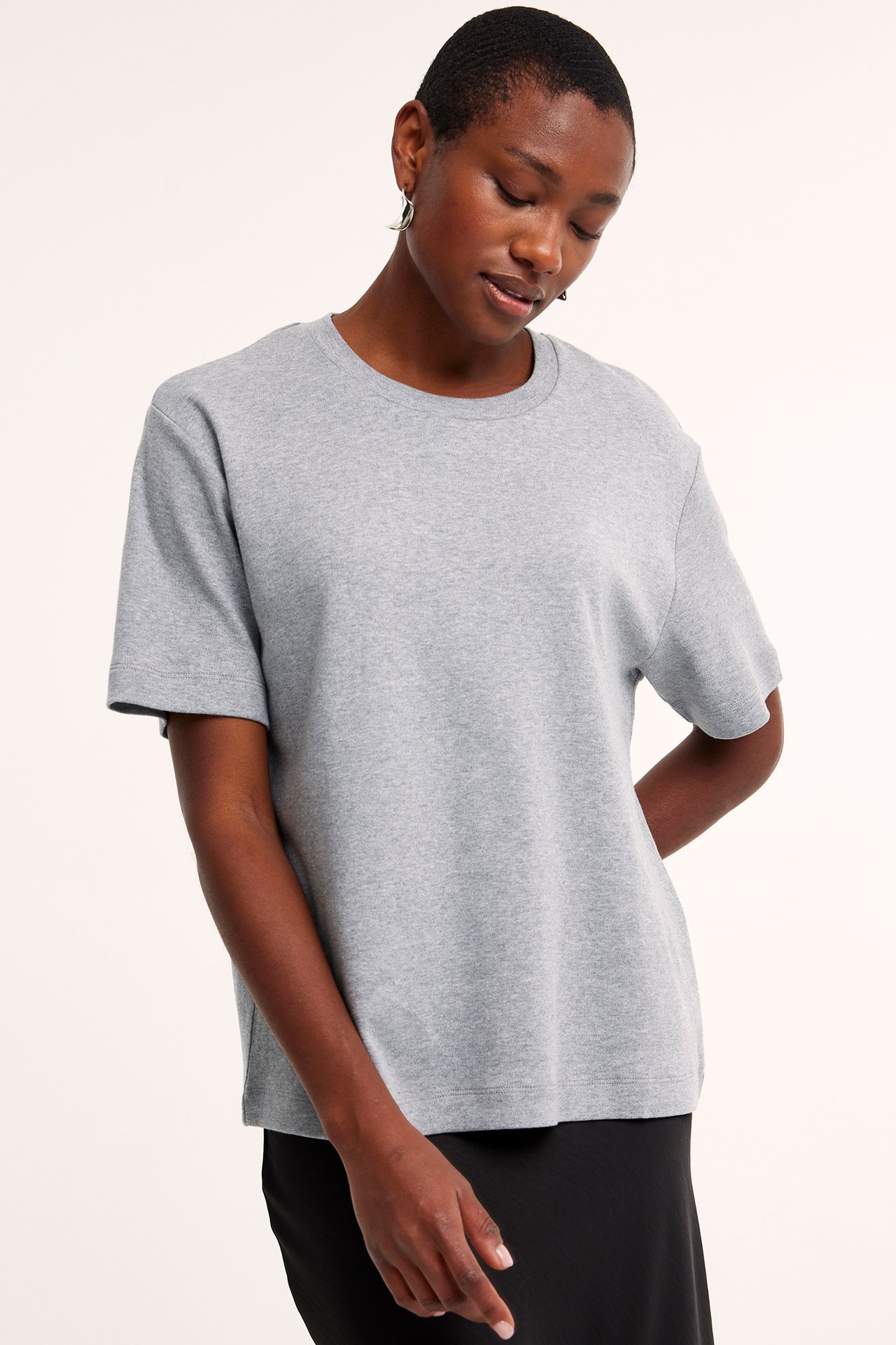 Oversized t-shirt - Gråmelerad - 175cm / Storlek: S - 2