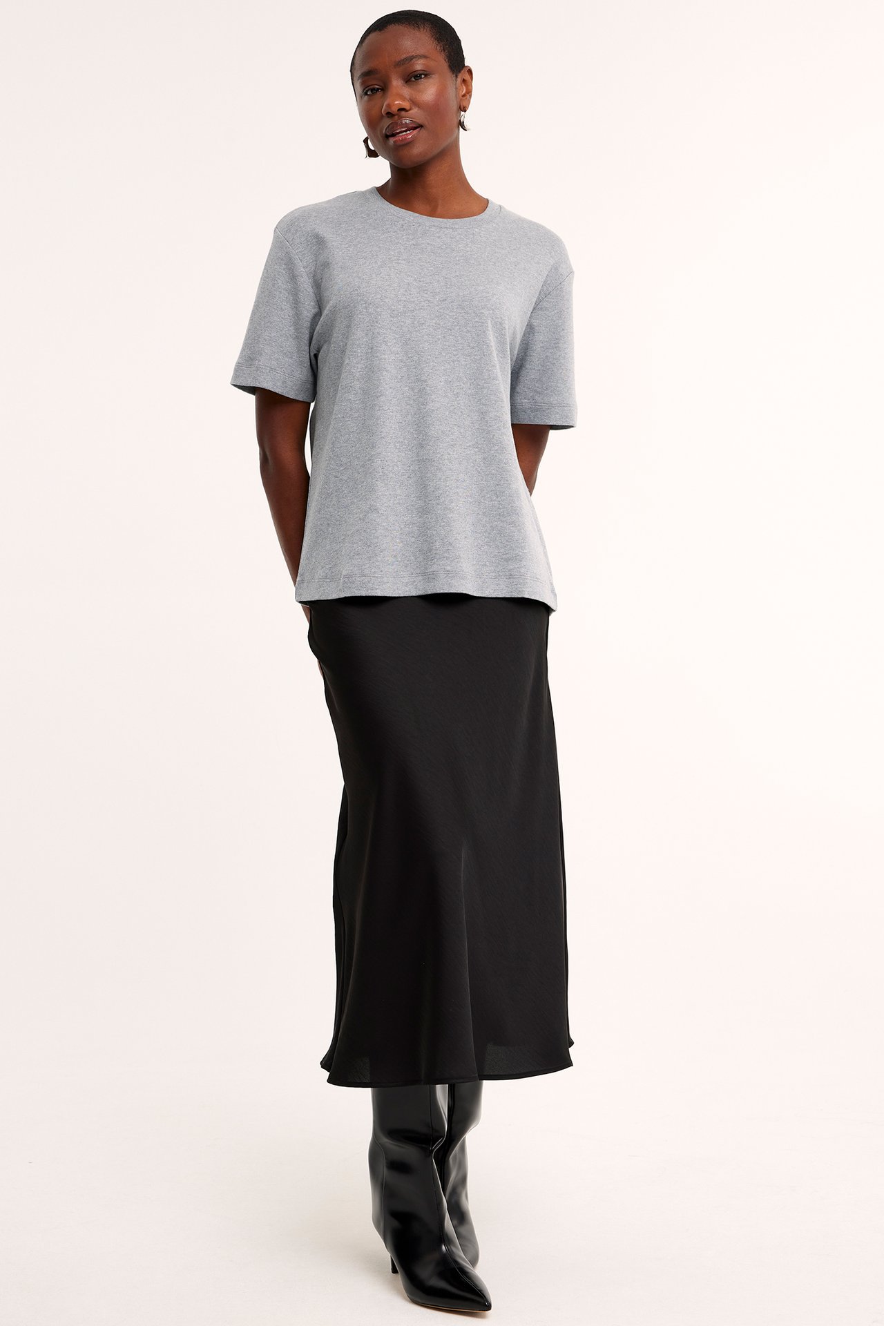 Oversized t-shirt - Gråmelerad - 175cm / Storlek: S - 1