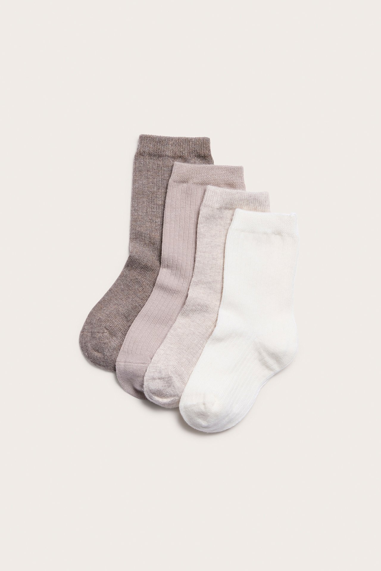 4 paria sukkia - Meleerattu beige - 1