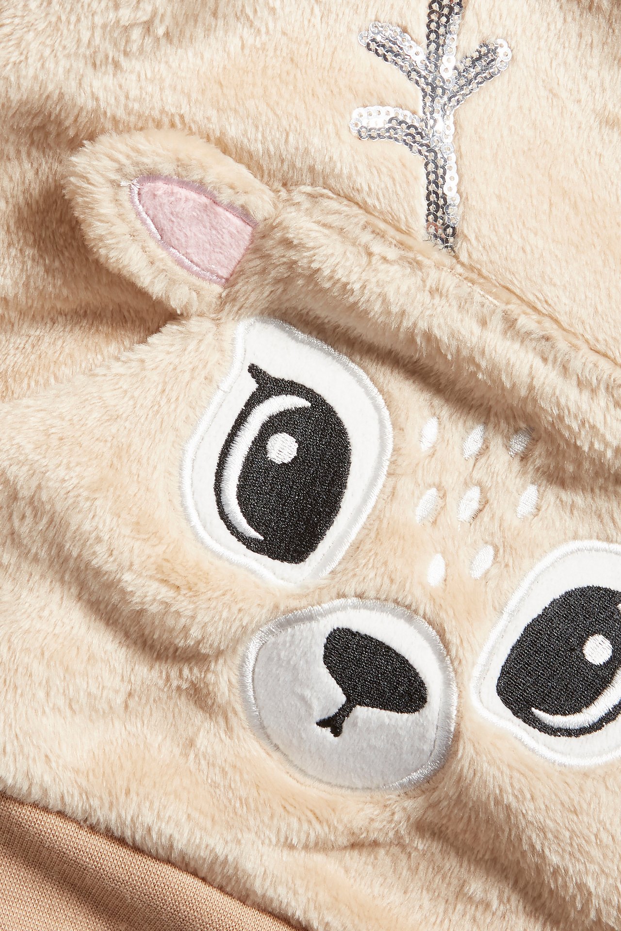 Hettegenser i fleece rådyr - Beige - 1