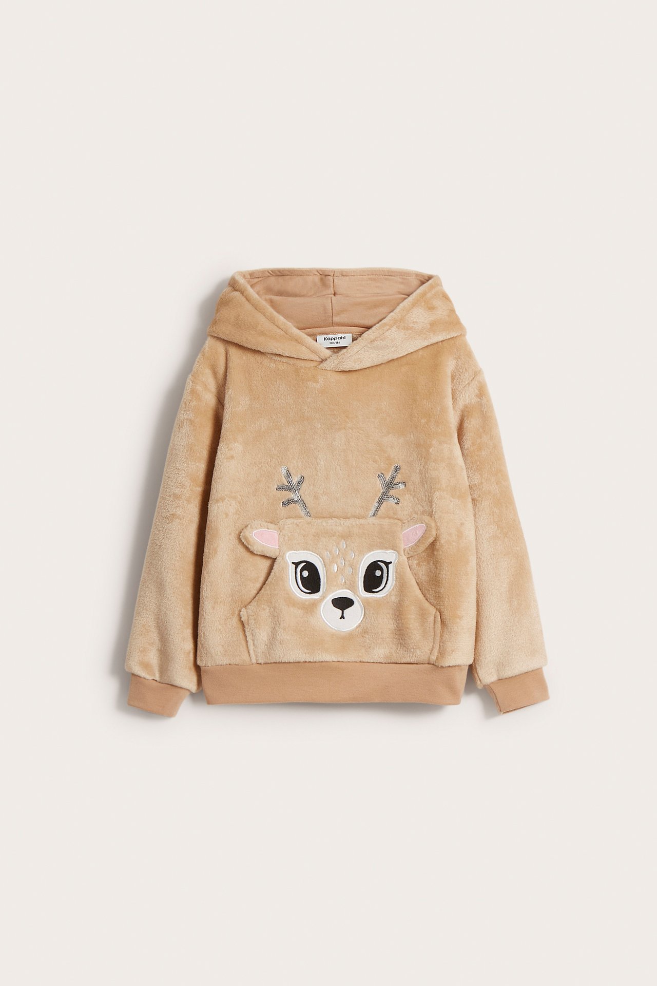 Hettegenser i fleece rådyr - Beige - 2