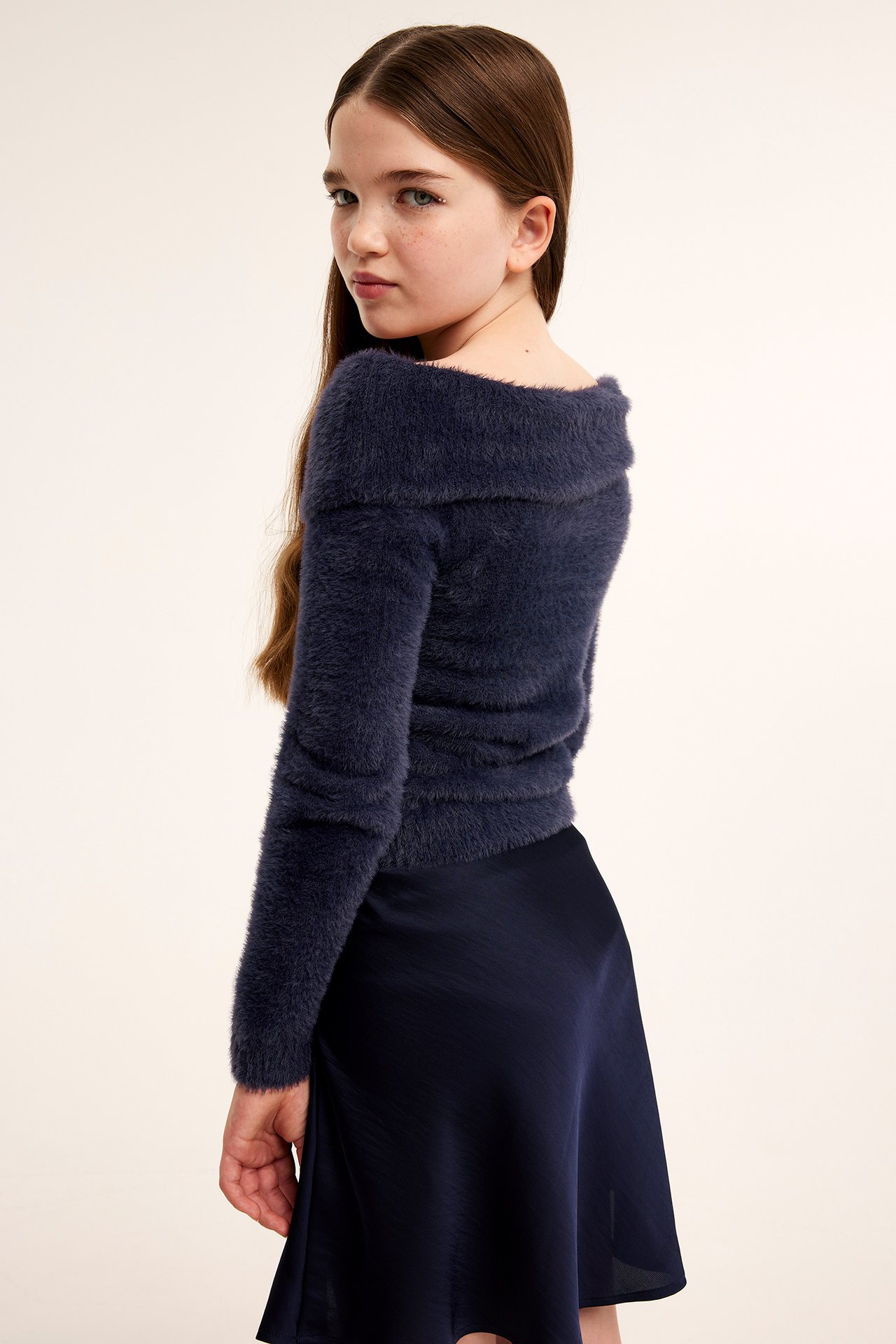 Dzianinowy sweter - Ciemnoniebieski - 3