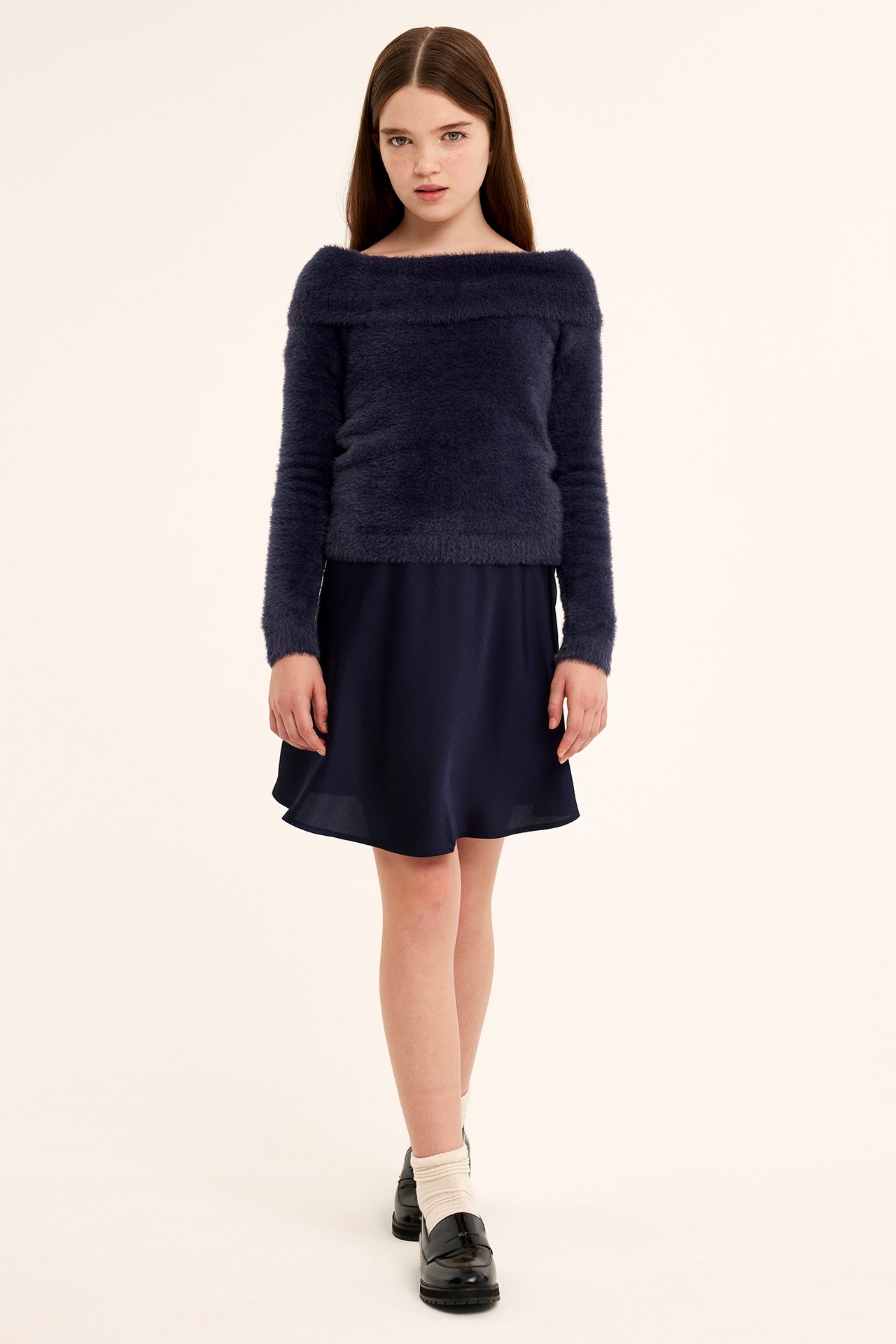 Dzianinowy sweter - Ciemnoniebieski - 5