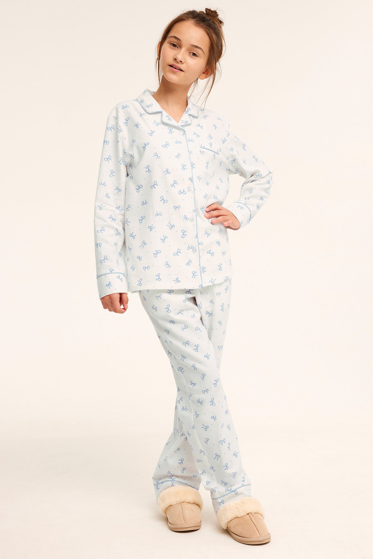 Flanellpyjamas - Offwhite - 2