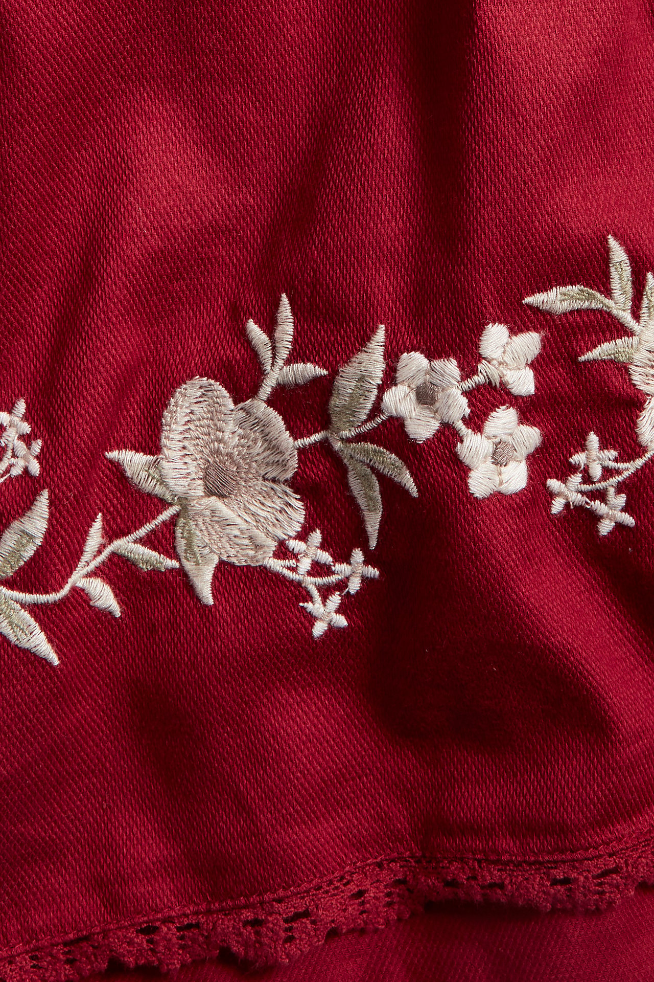 Brodert kjole - Rød - 4