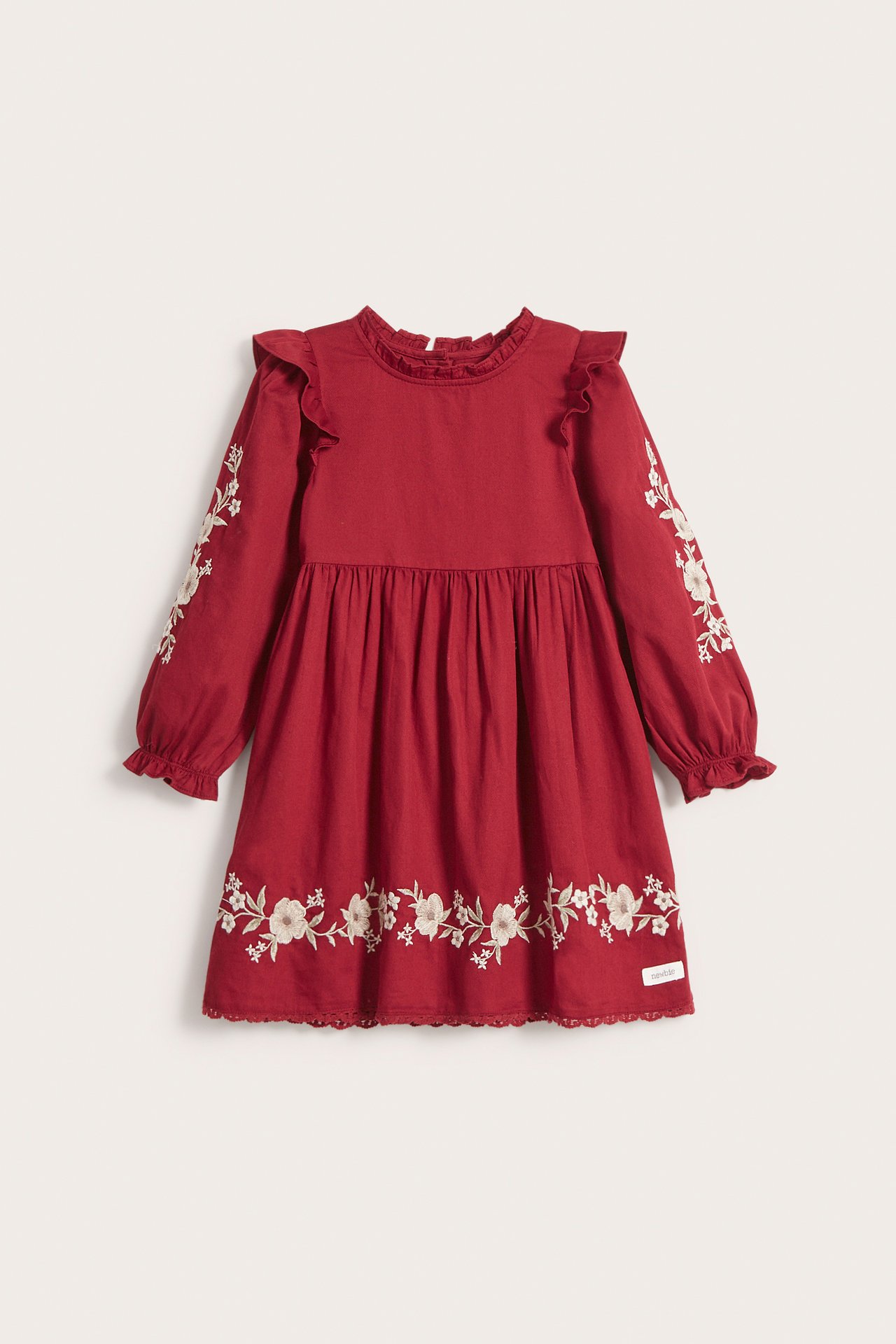 Brodert kjole - Rød - 5