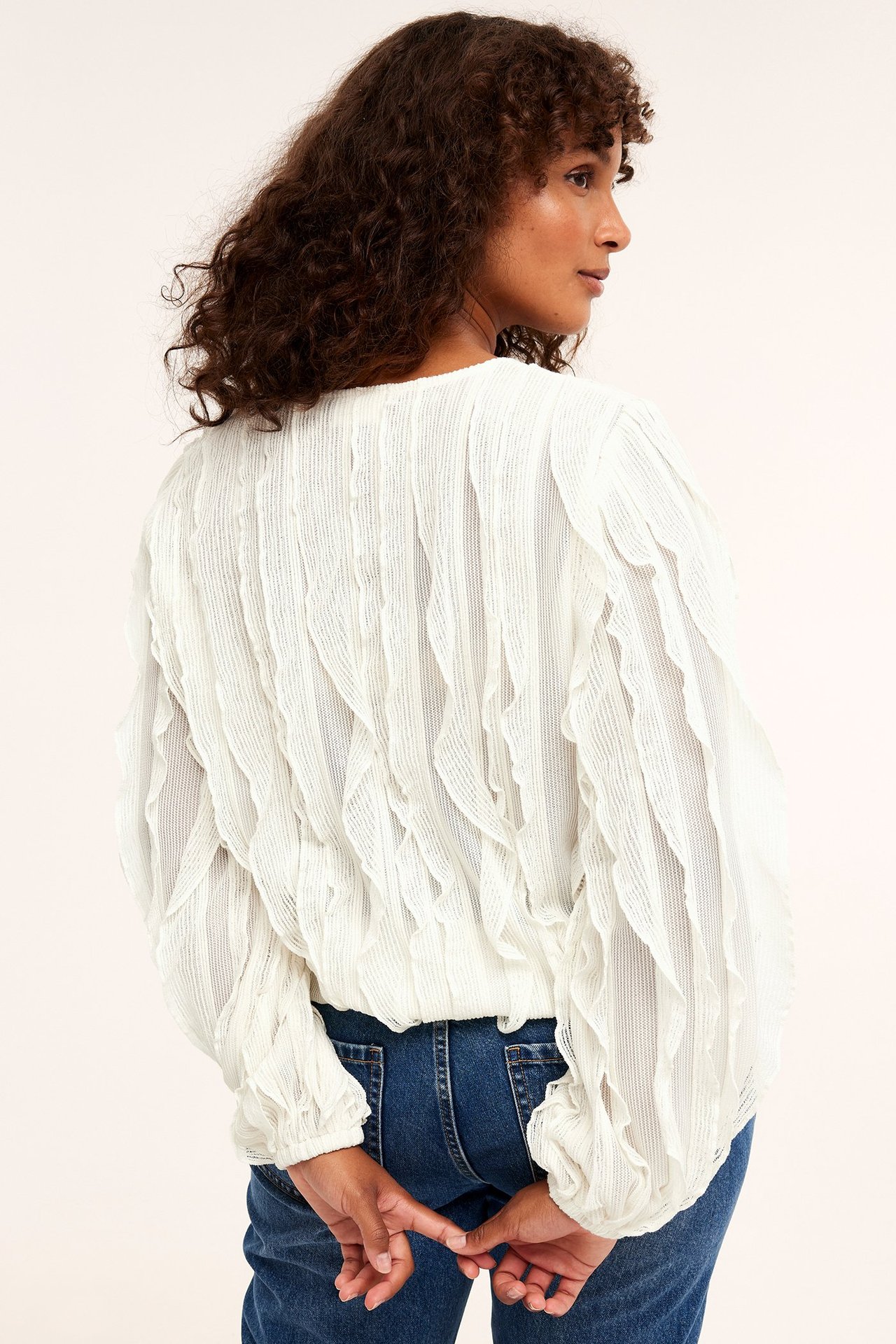 Top z falbanami - Offwhite - 168cm / Storlek: M - 5